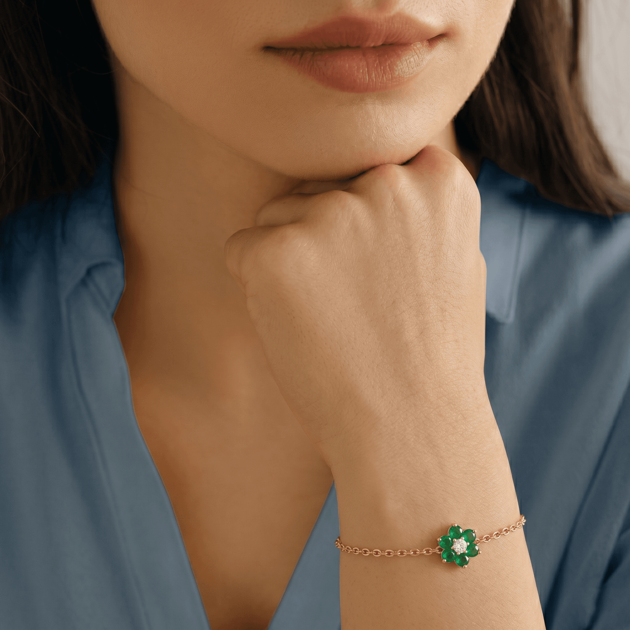 Petal &Vermeil Gold Chain Bracelet ,