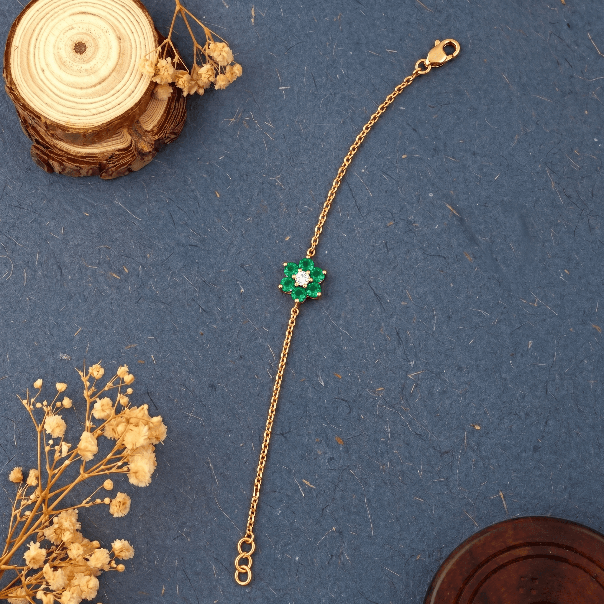 Petal &Vermeil Gold Chain Bracelet ,