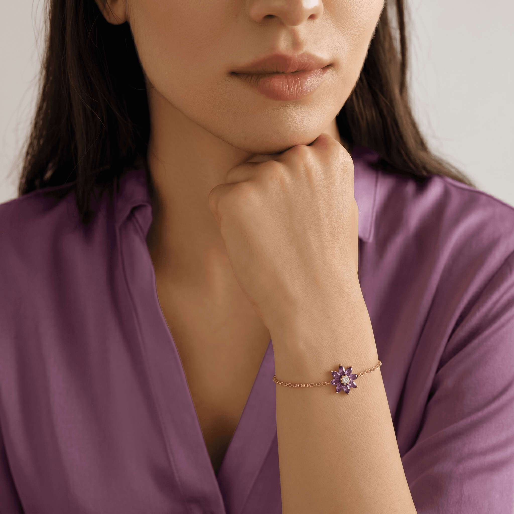 Amethyst Bloom Bracelet ,