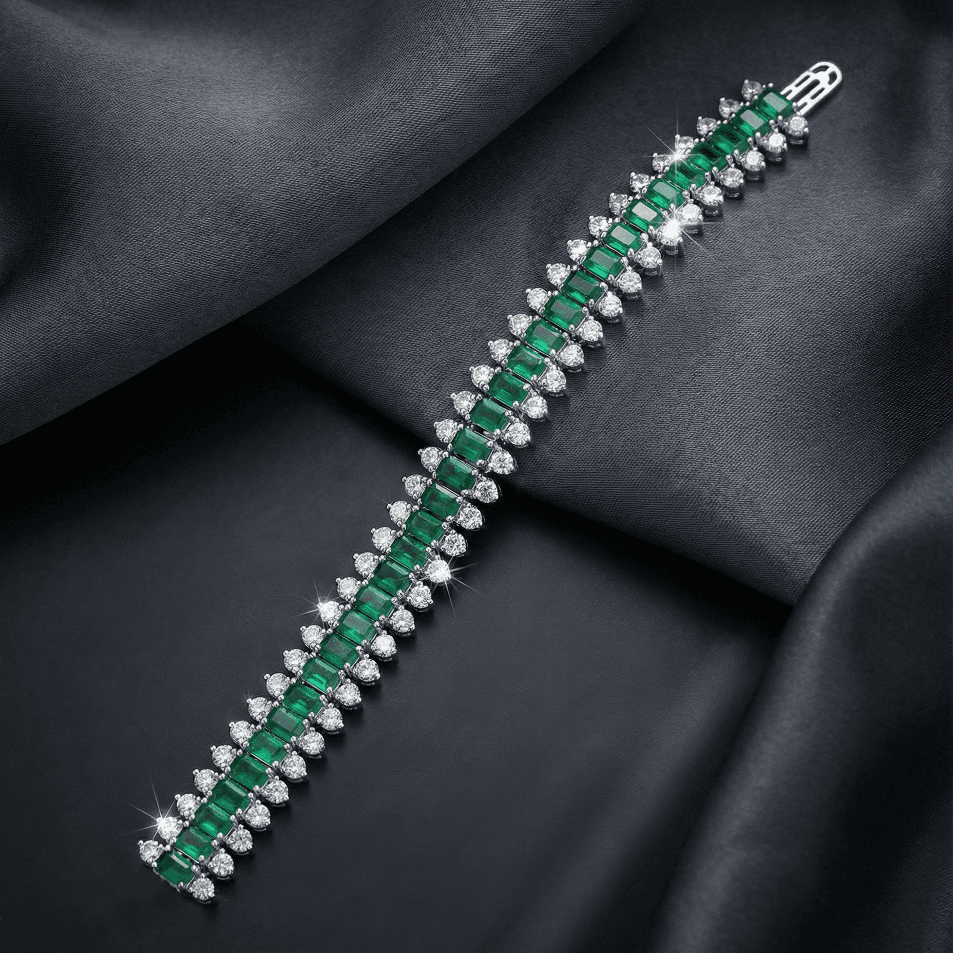 Green Crystal Tennis Bracelet ,