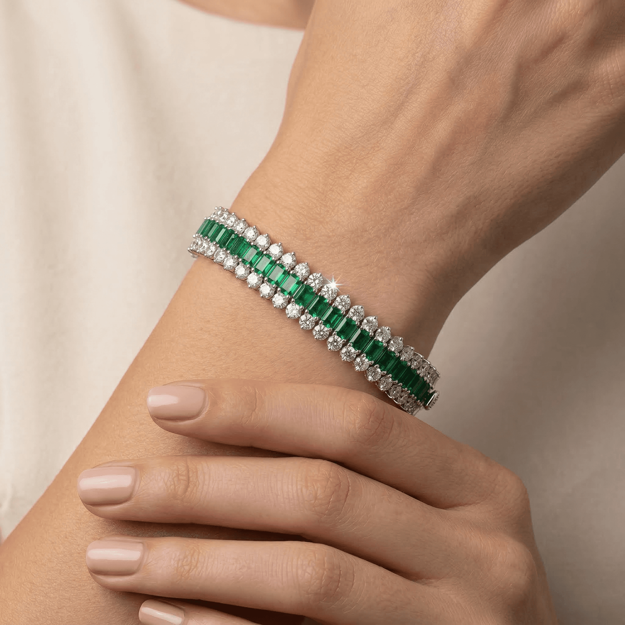 Green Crystal Tennis Bracelet ,