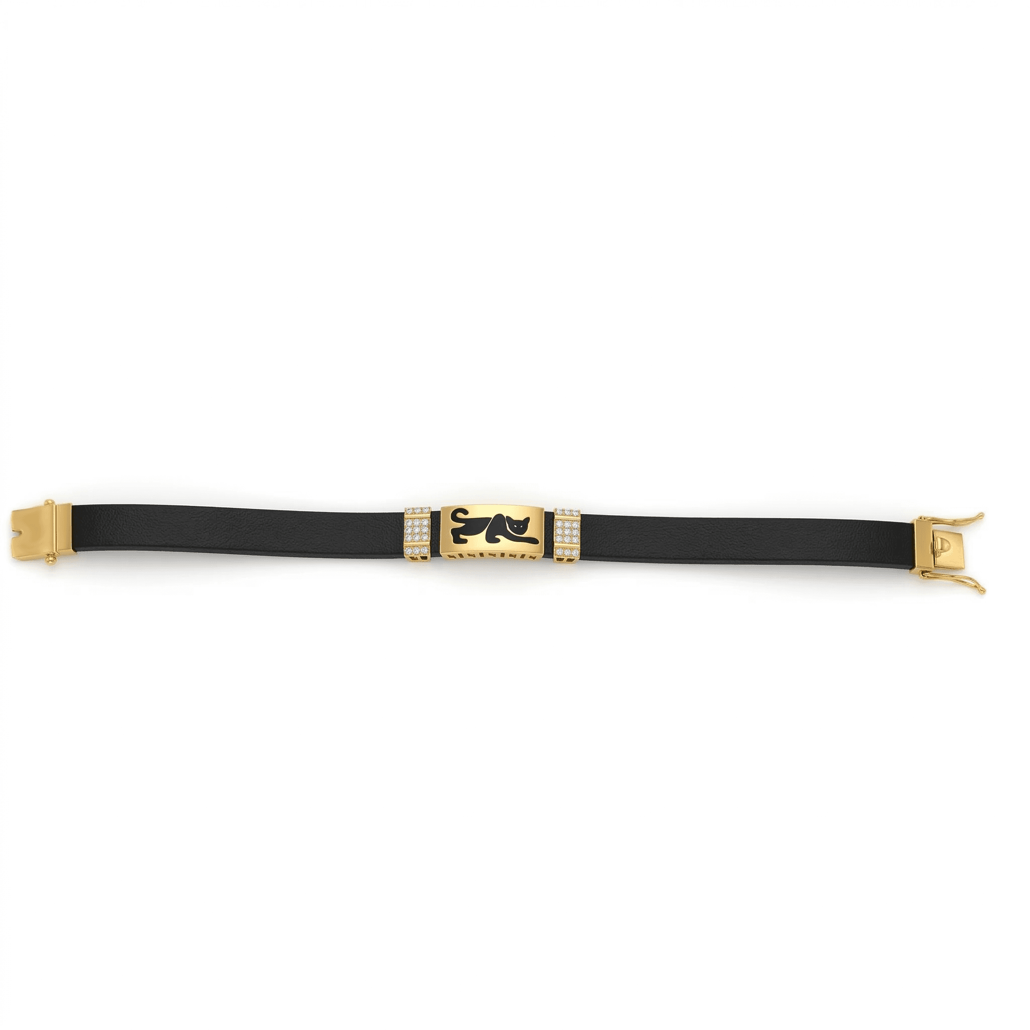 Gold Panther Motif Rubber Bracelet ,