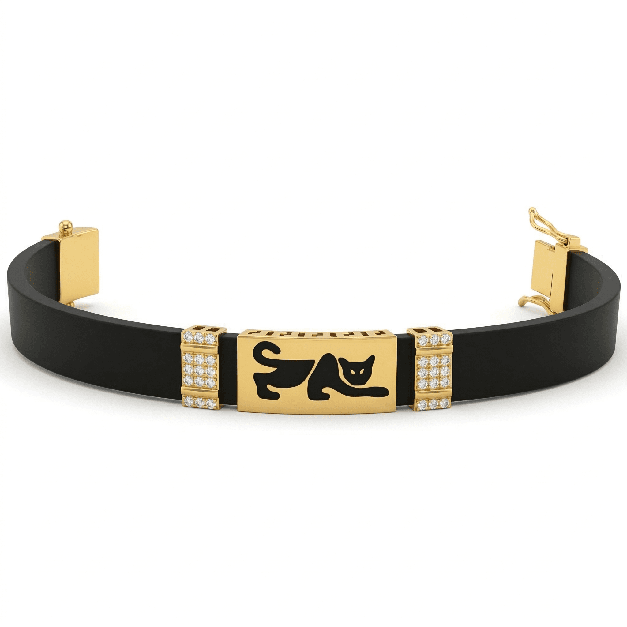 Gold Panther Motif Rubber Bracelet ,