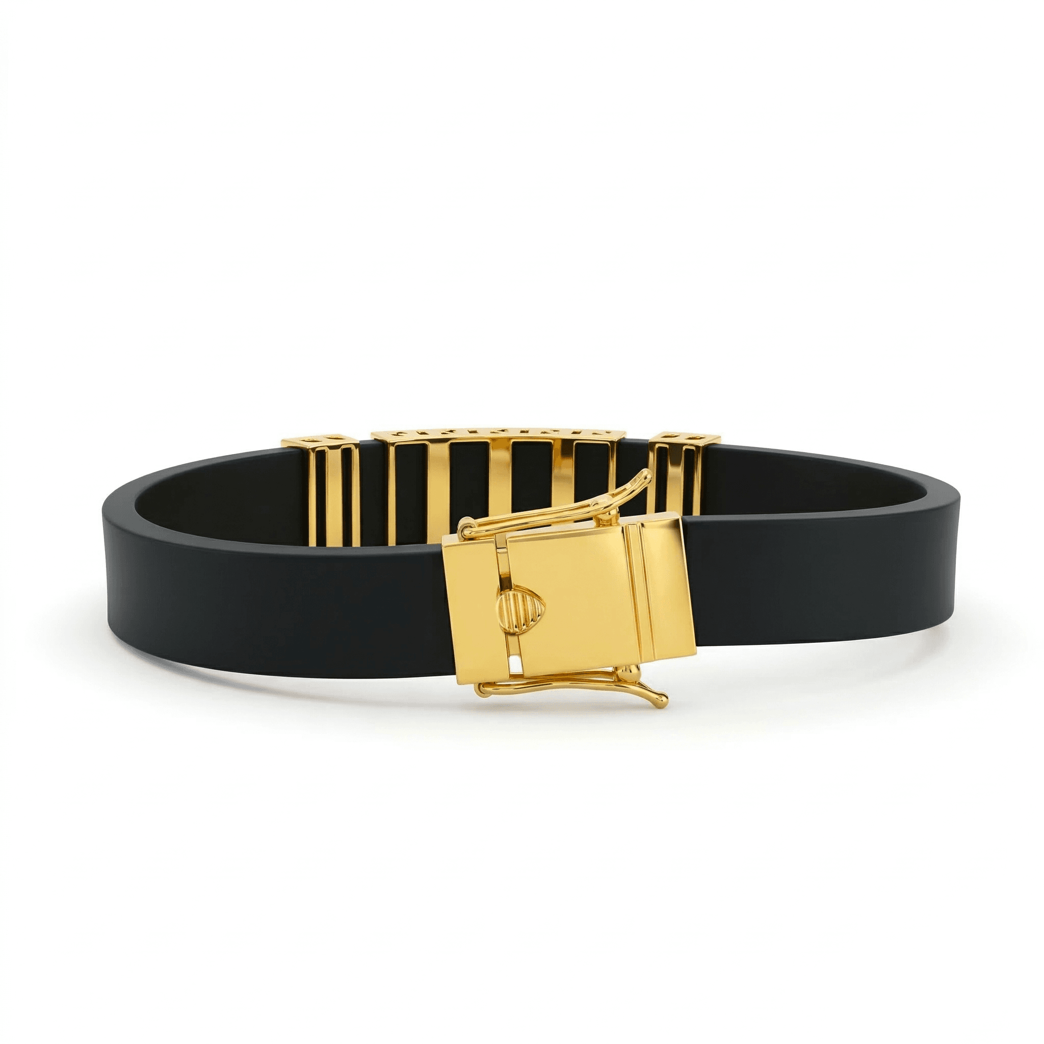 Gold Panther Motif Rubber Bracelet ,