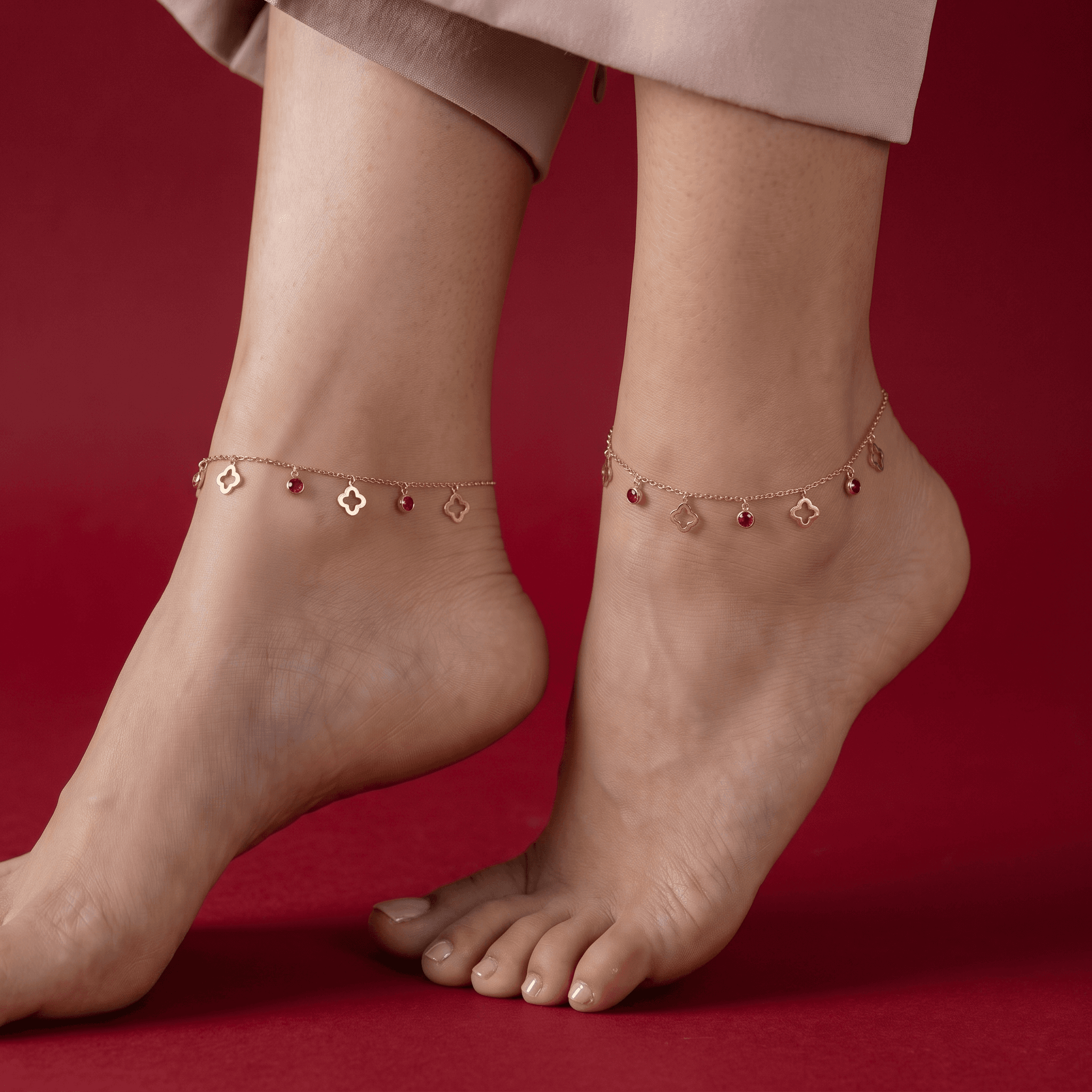 Aura Quatrefoil Anklet ,