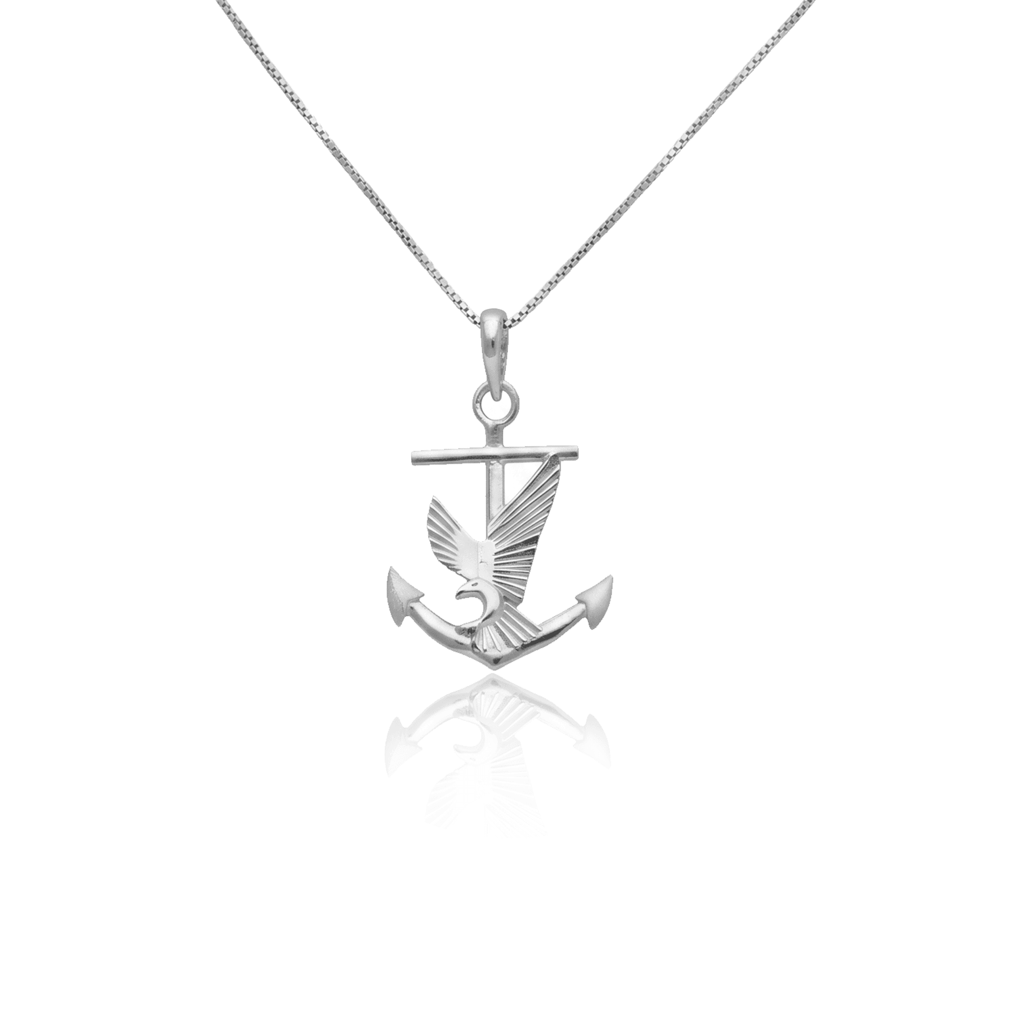 Sterling Silver Eagle and Anchor Pendant Necklace ,