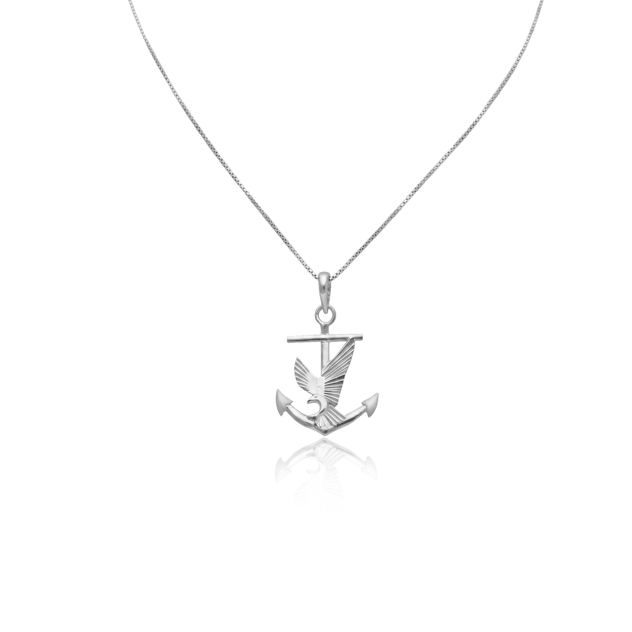 Sterling Silver Eagle and Anchor Pendant Necklace ,