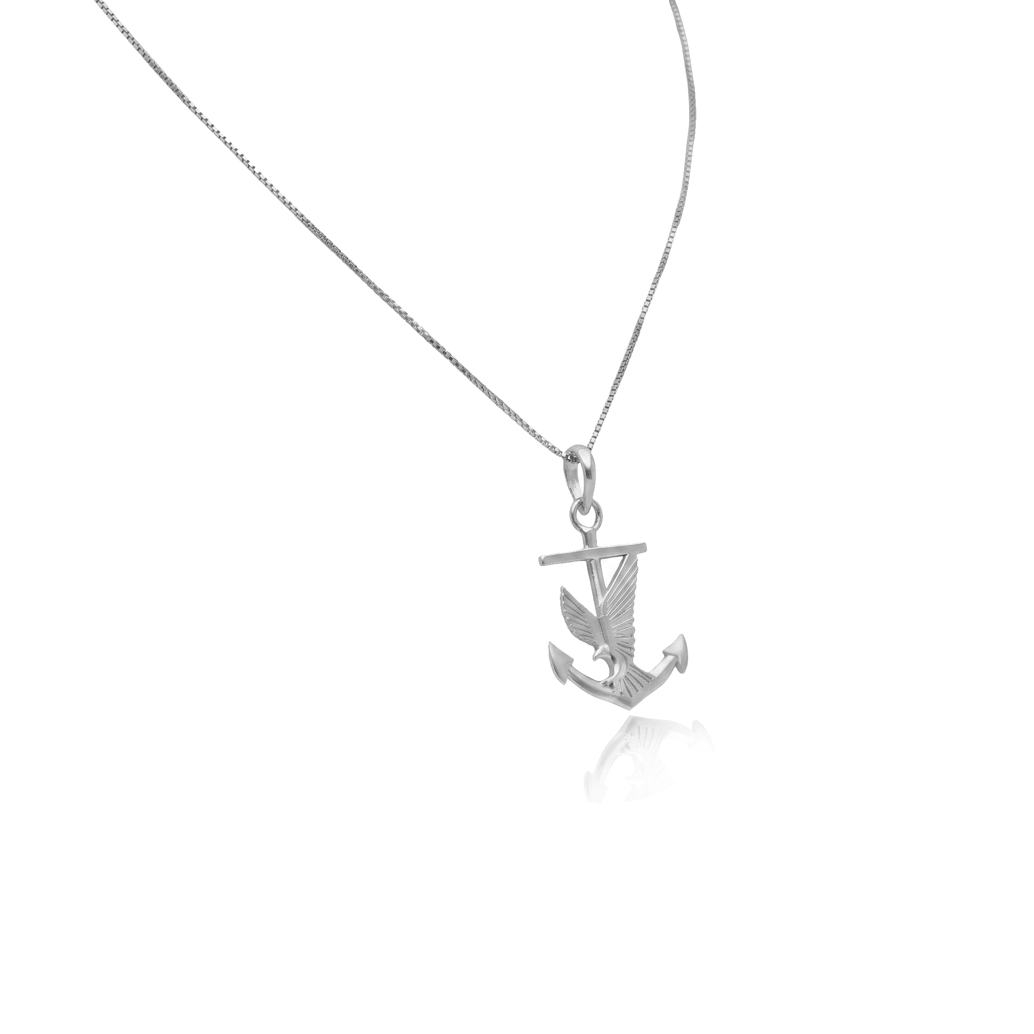 Sterling Silver Eagle and Anchor Pendant Necklace ,