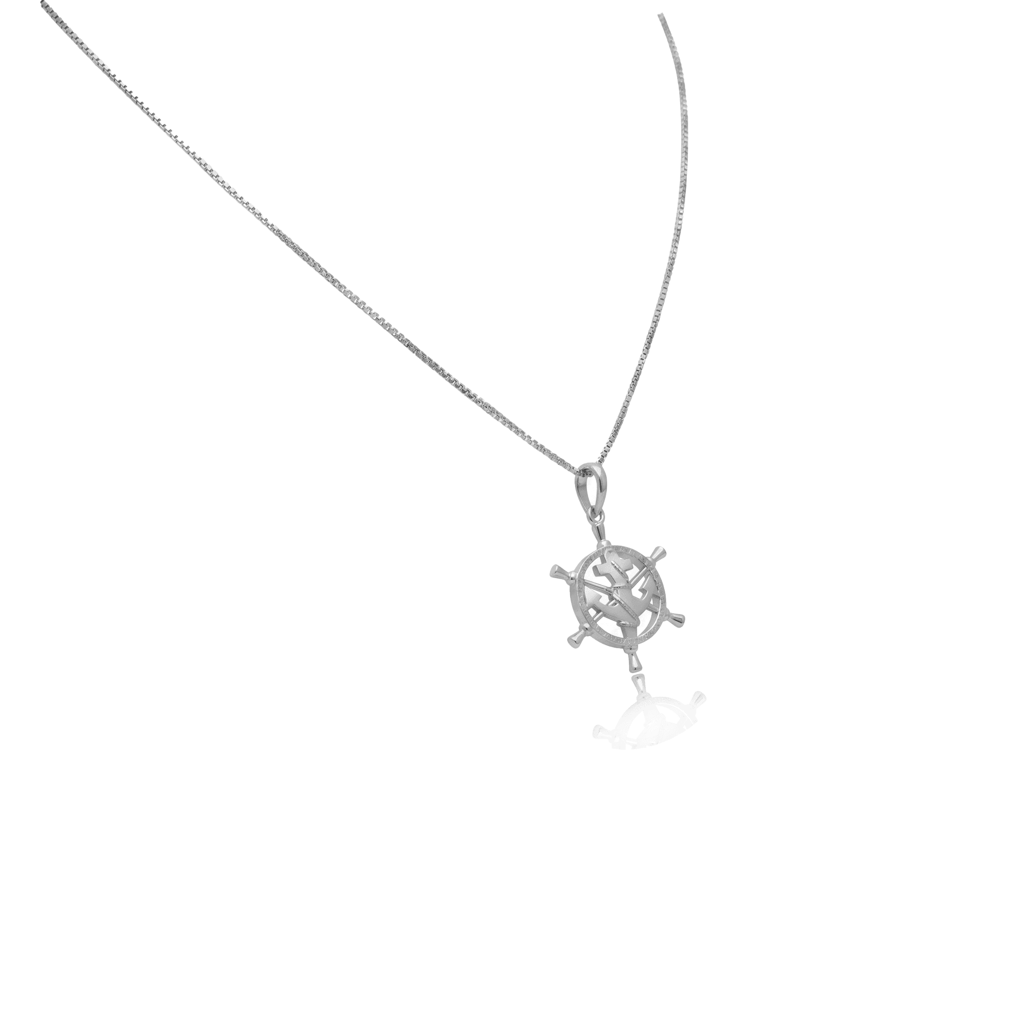 Silver Anchor & Ship Wheel Pendant ,