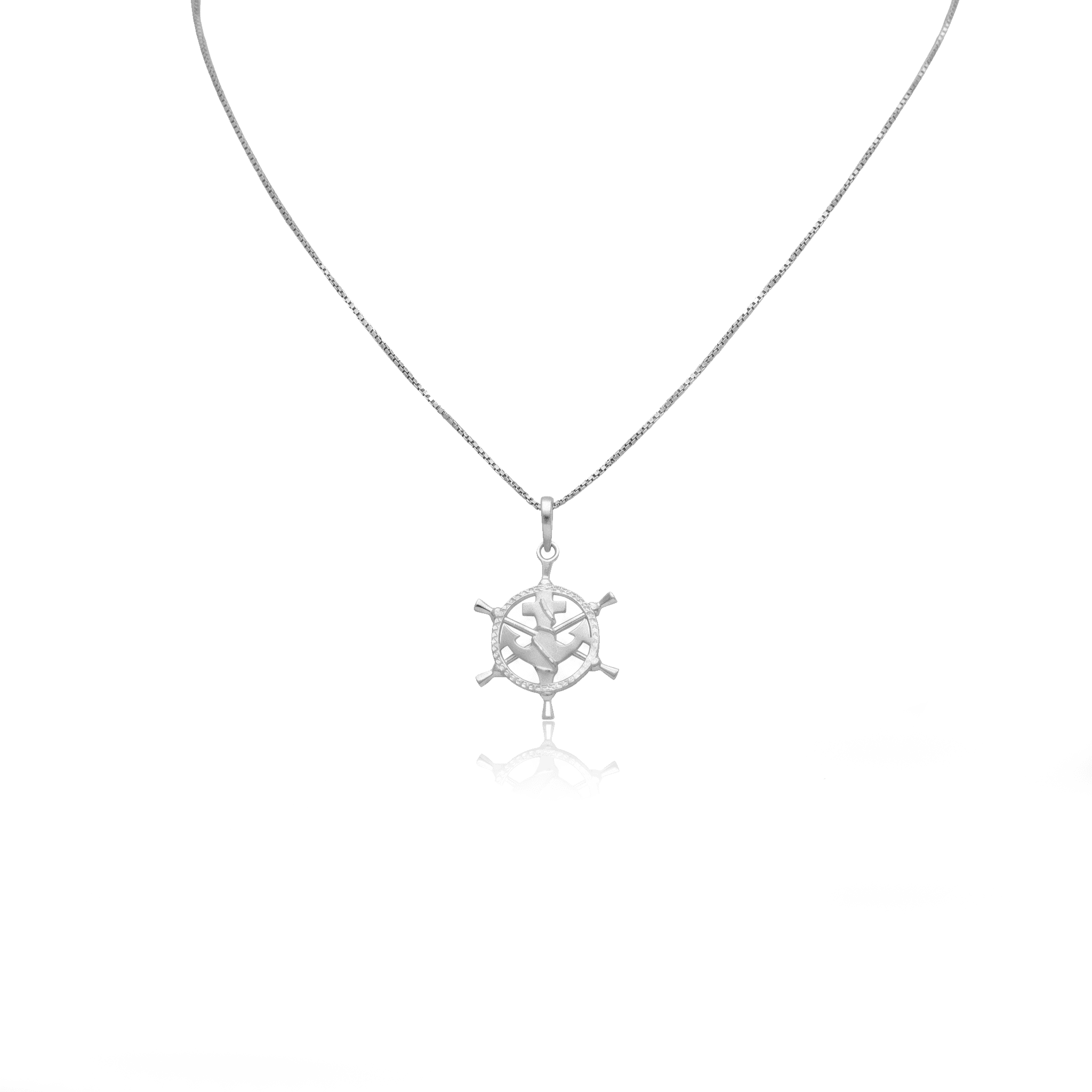 Silver Anchor & Ship Wheel Pendant ,