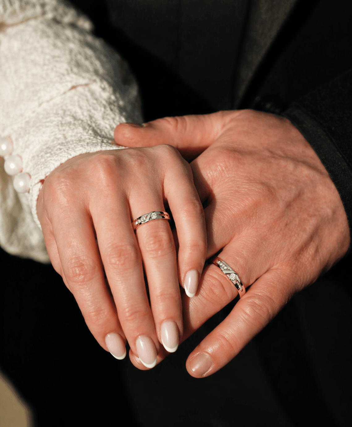 Vermeil Rose gold silver couple rings , 13