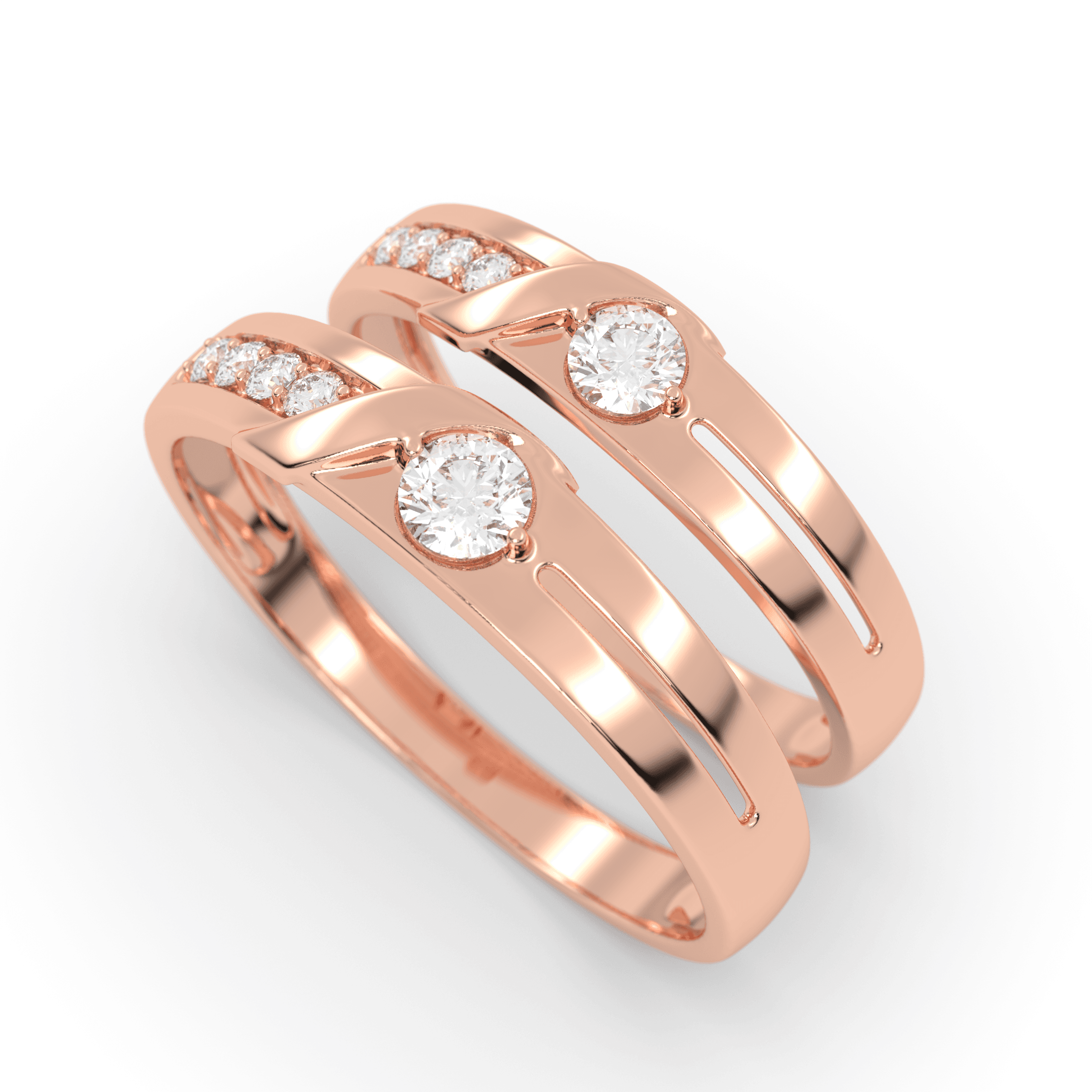 Vermeil Rose gold silver couple rings , 13
