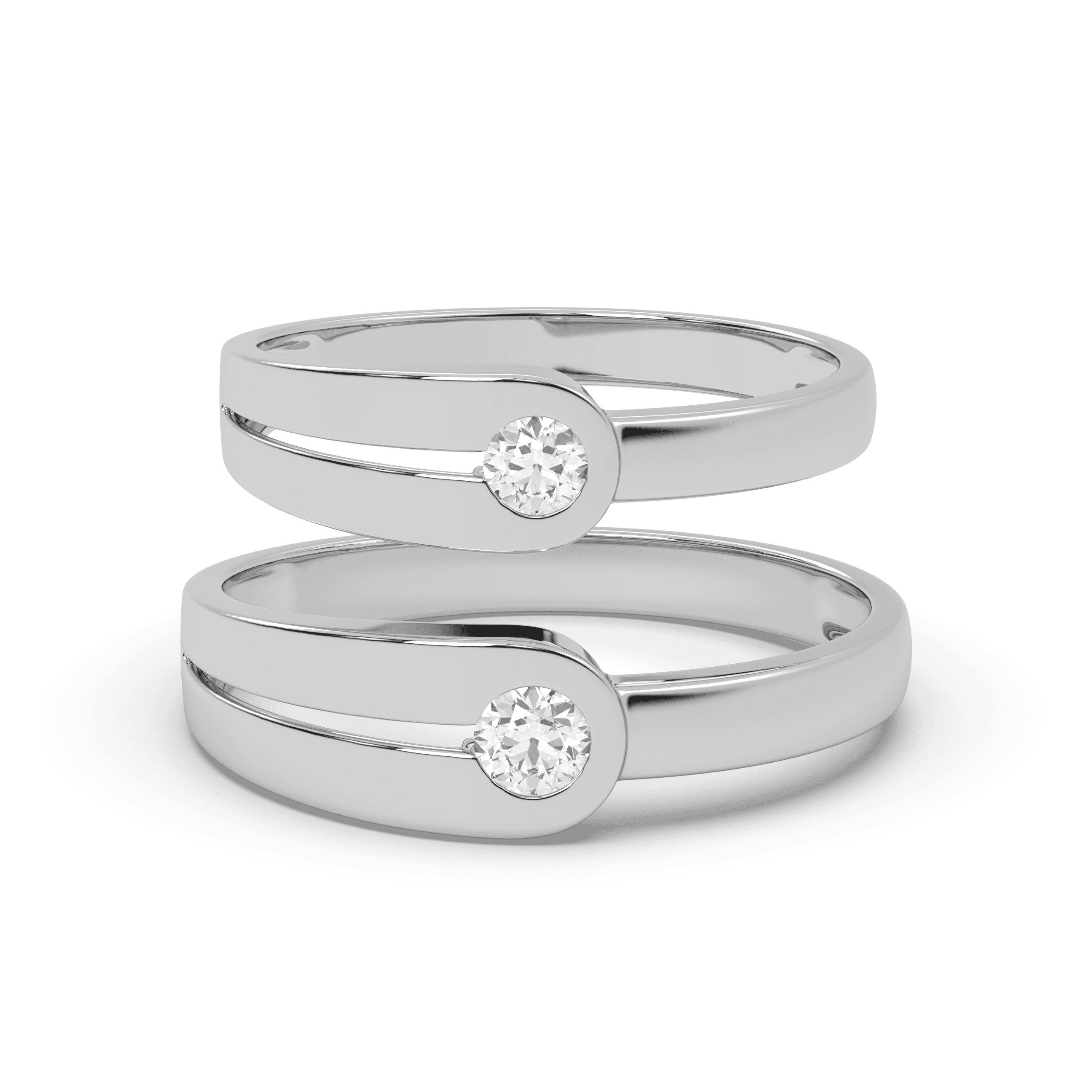 Twin Path Silver Couple Ring , 13