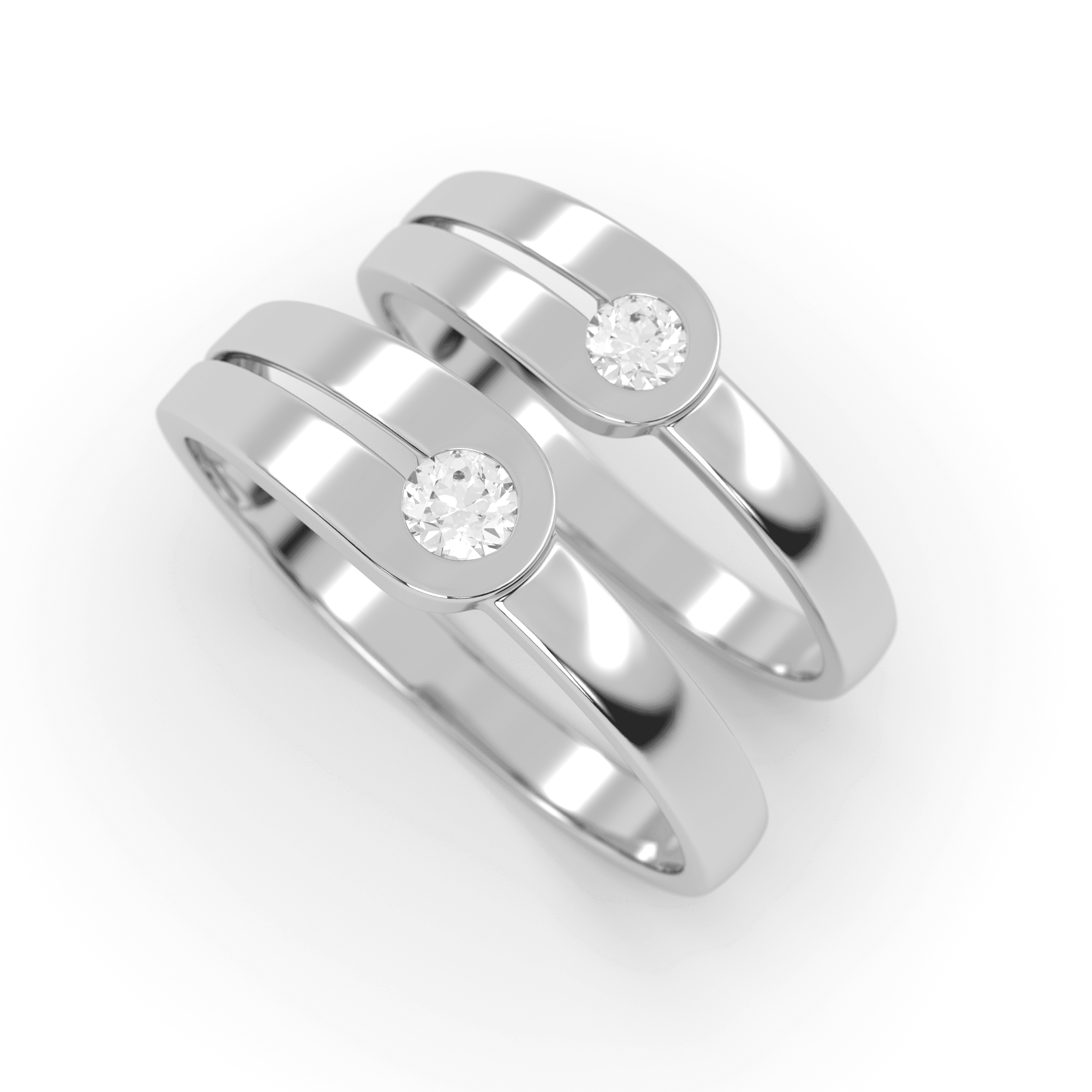 Twin Path Silver Couple Ring , 13
