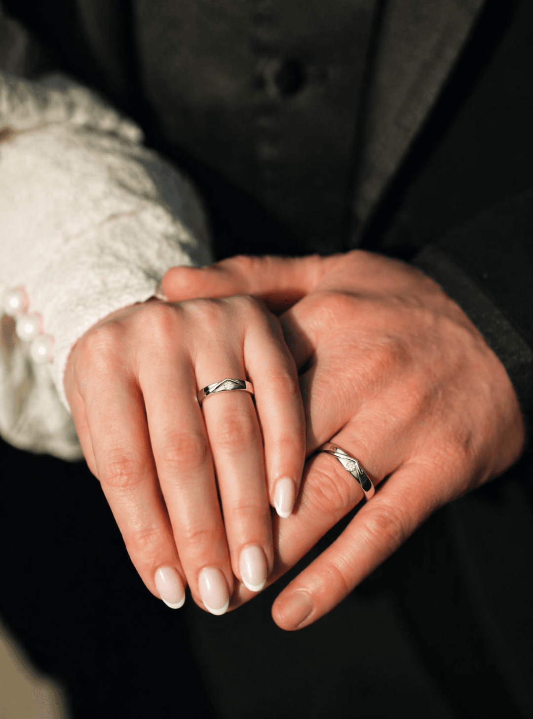 Pure Silver Chevron Couple Ring , 13