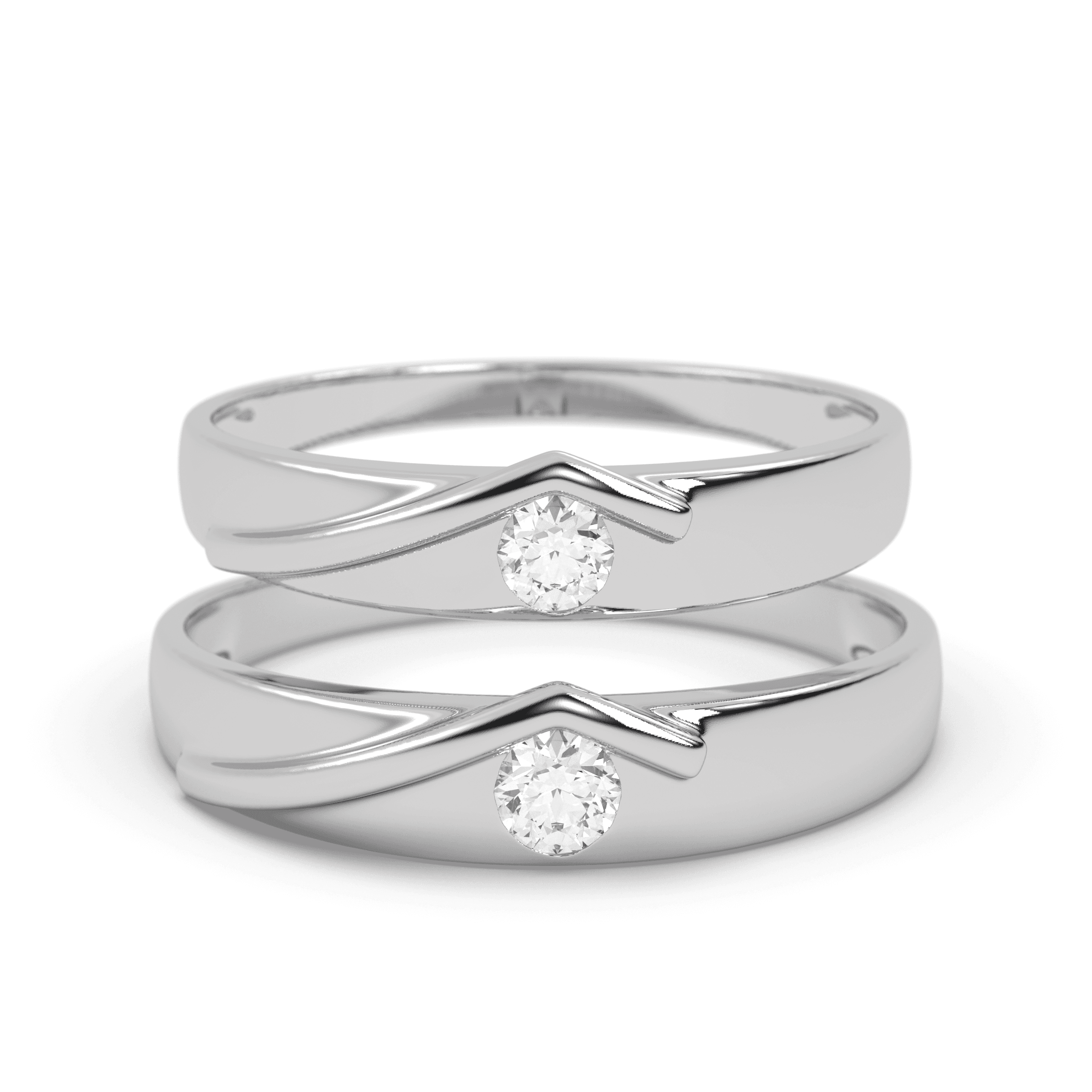 Pure Silver Chevron Couple Ring , 13