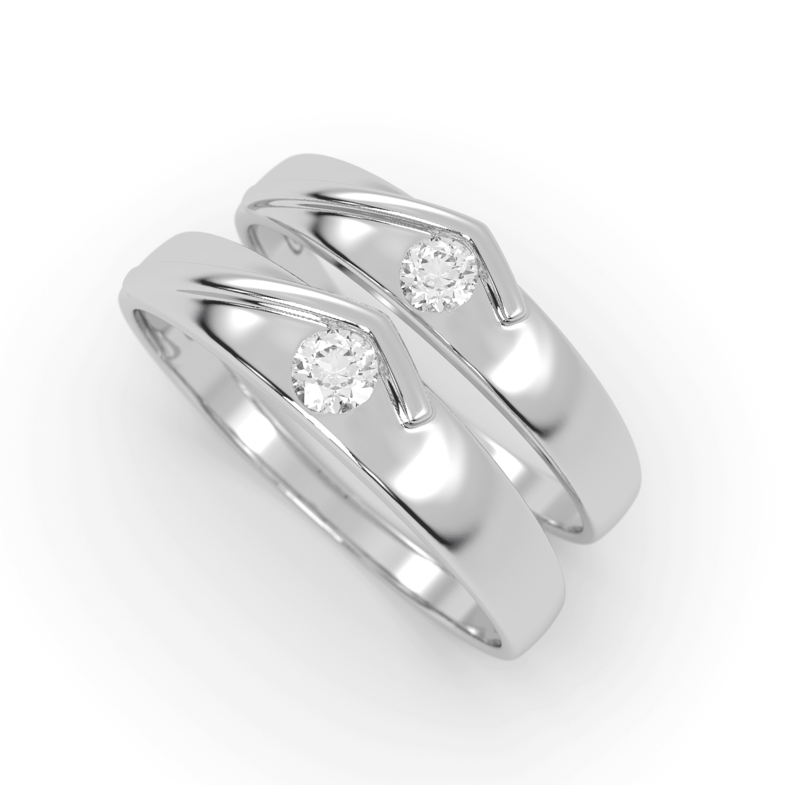 Pure Silver Chevron Couple Ring , 13