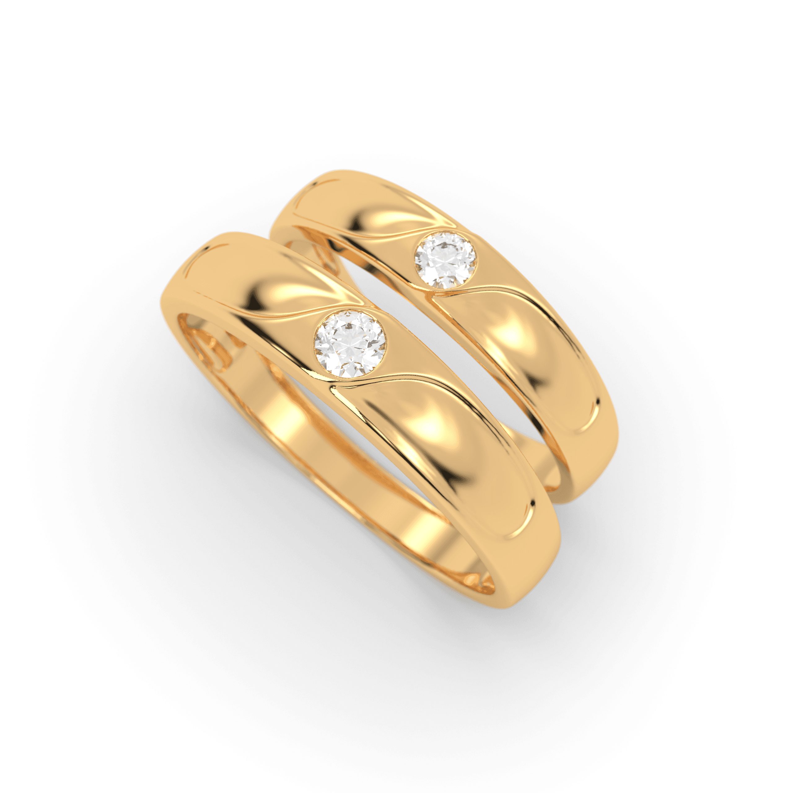Eternal Wave Vermeil gold Couple Rings , 13