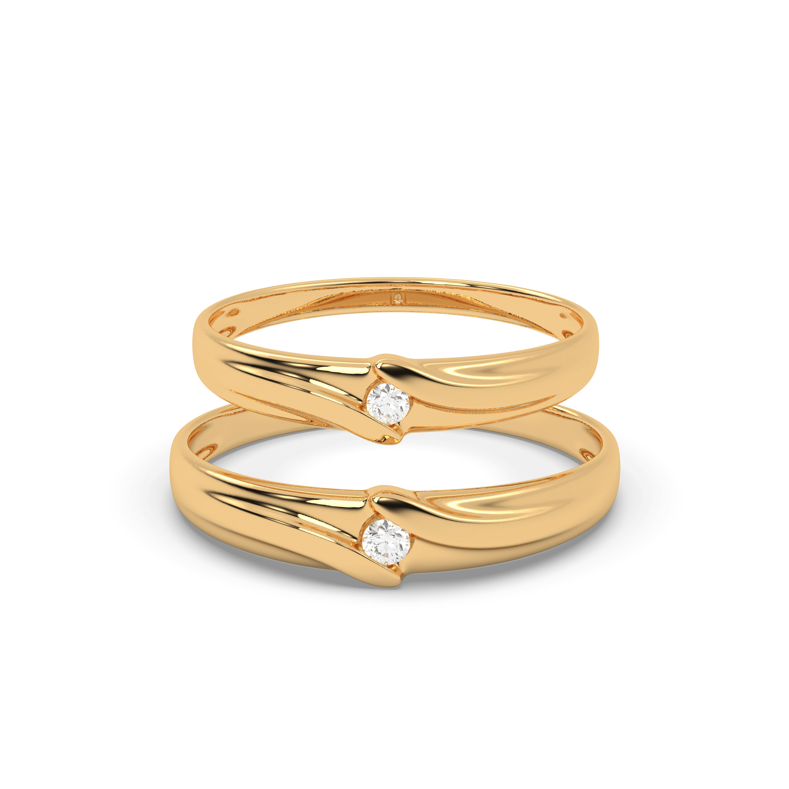 Union Wave – Vermeil gold Couple Ring , 13