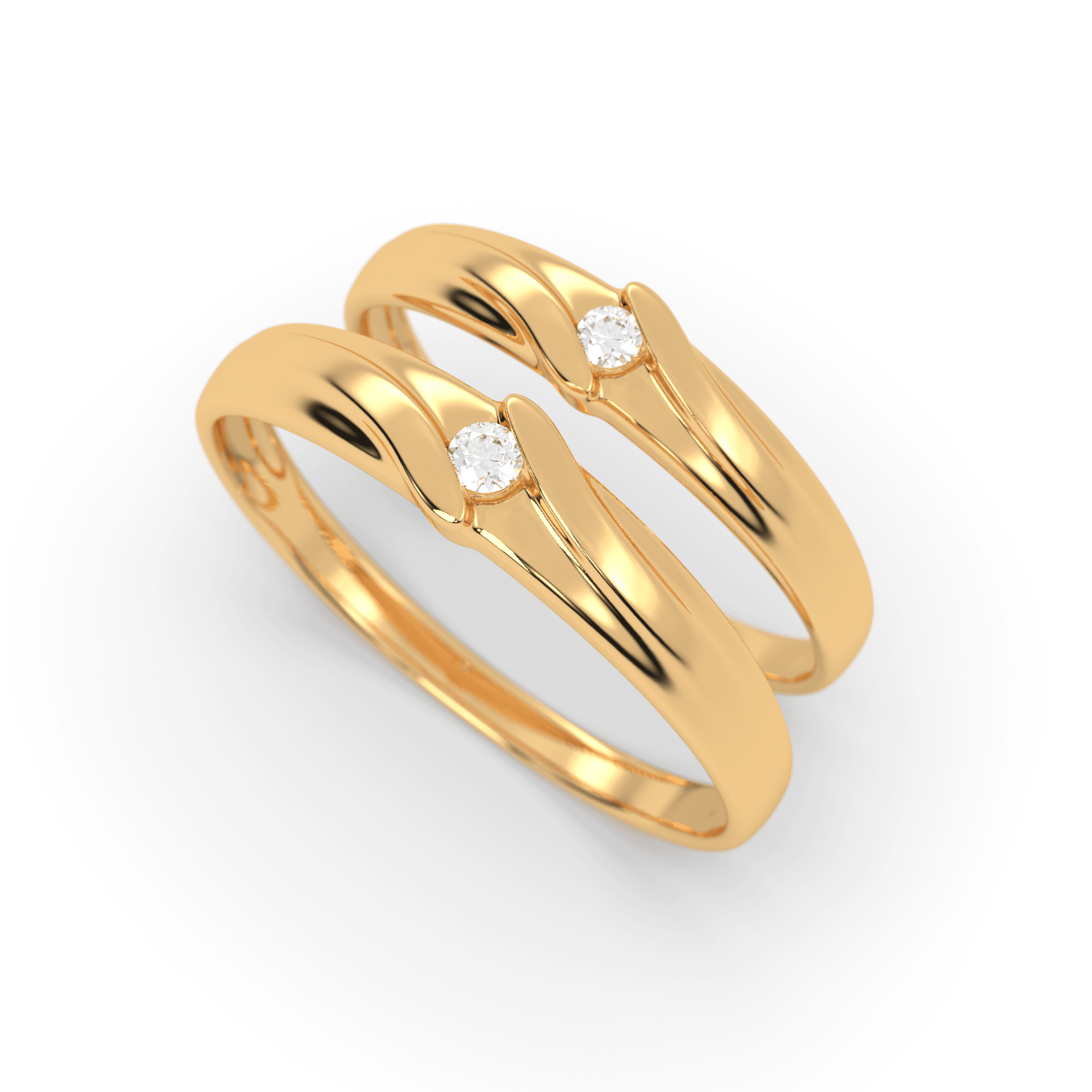 Union Wave – Vermeil gold Couple Ring , 13
