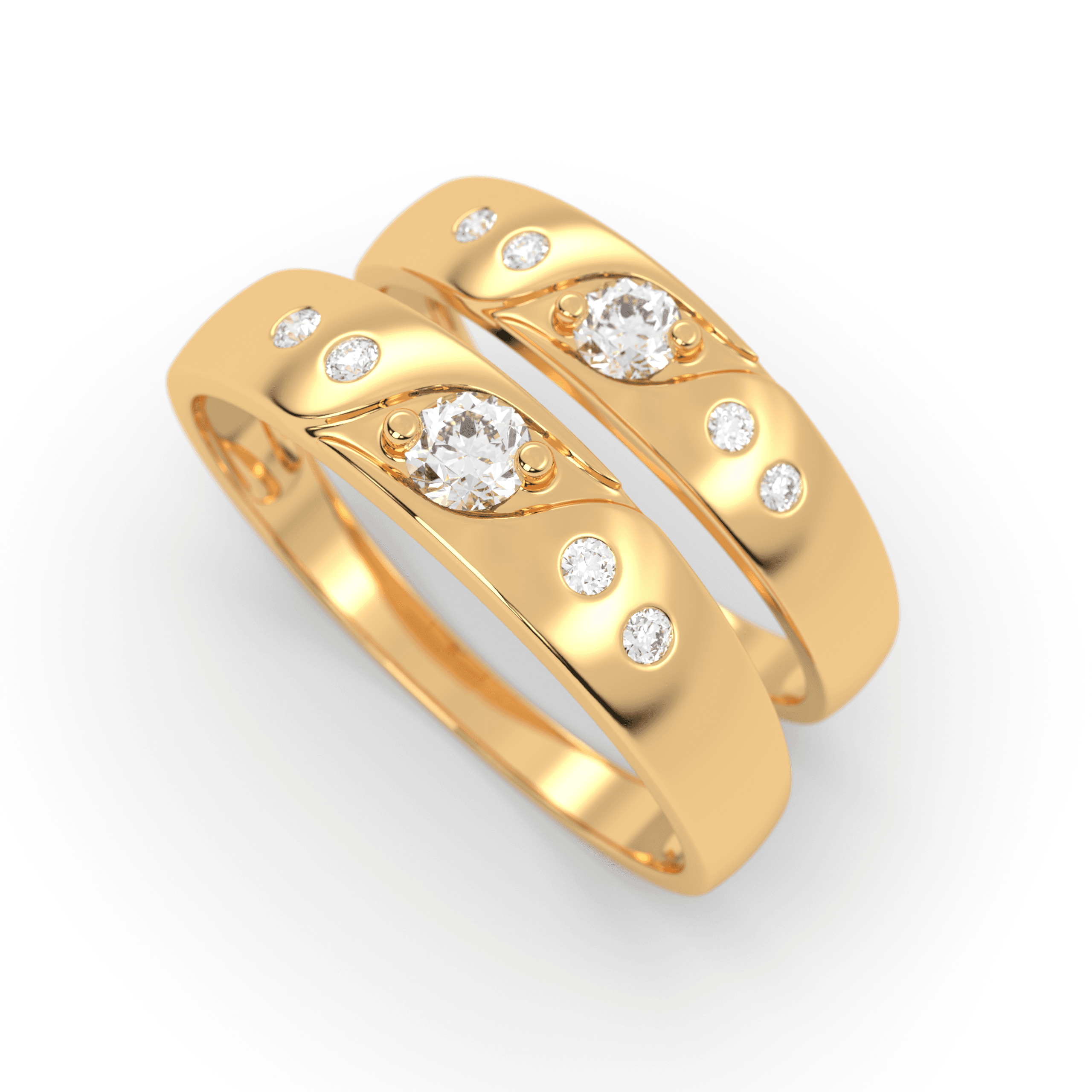 Eternal Wave vermeil gold Couple Ring , 13