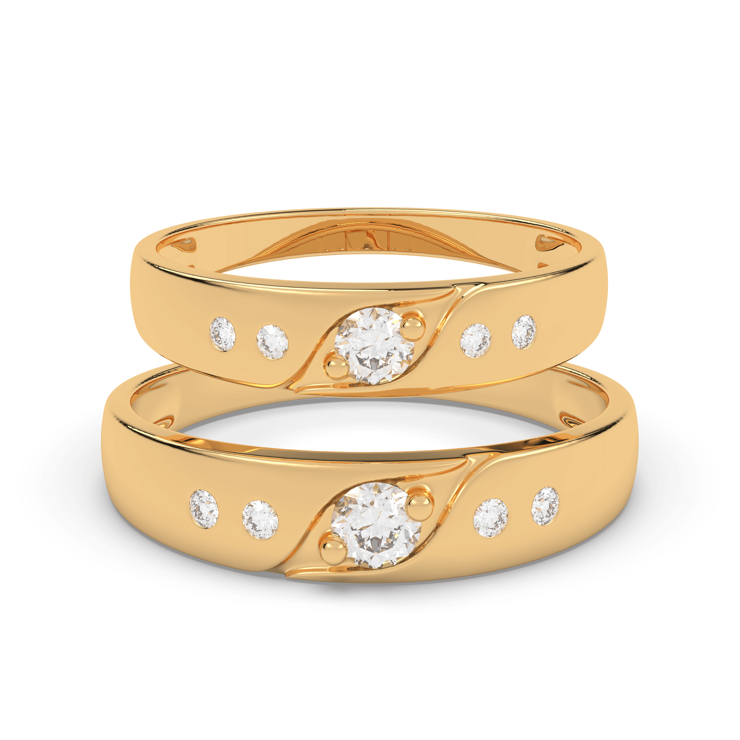 Eternal Wave vermeil gold Couple Ring , 13