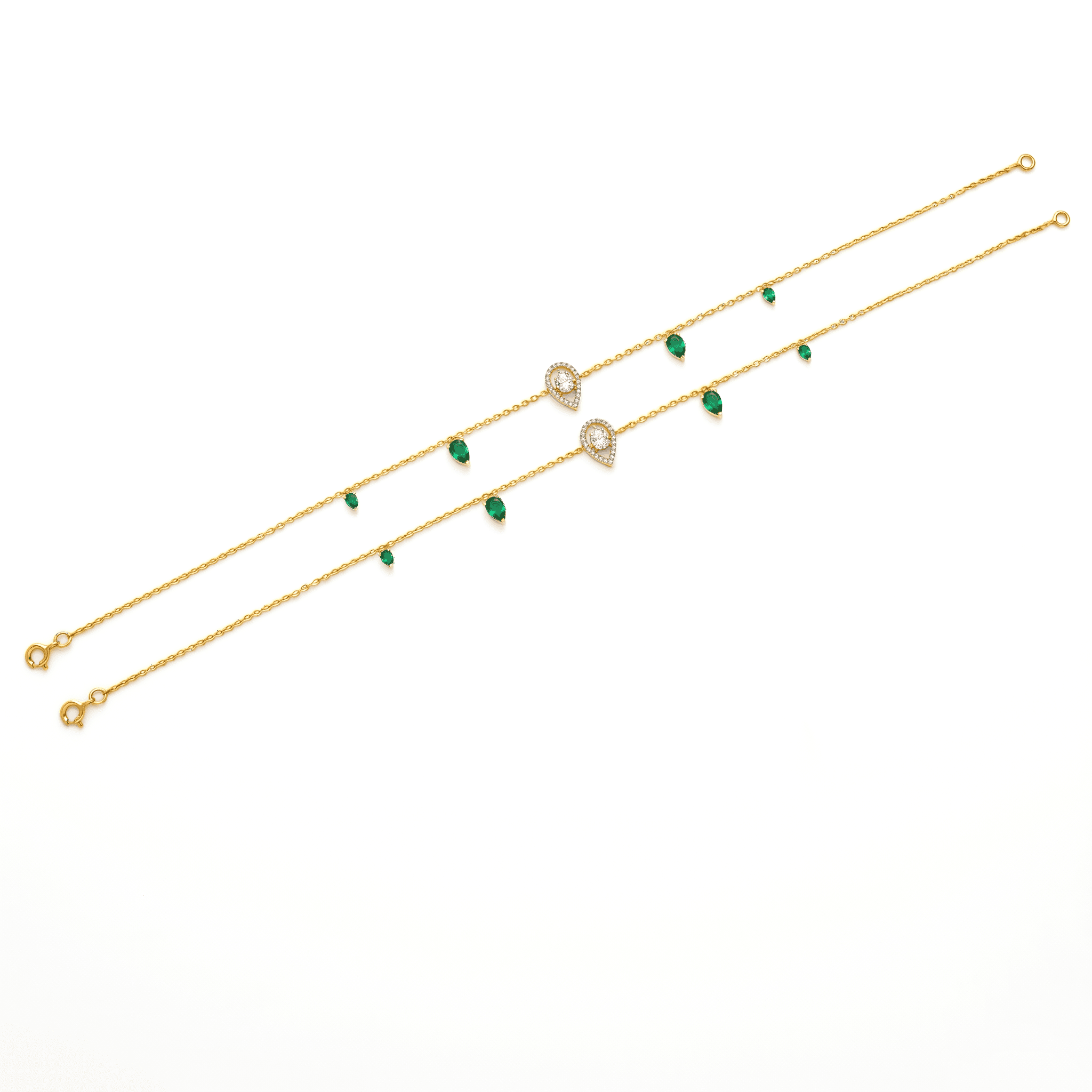 Dainty Emerald Teardrop Anklet. ,