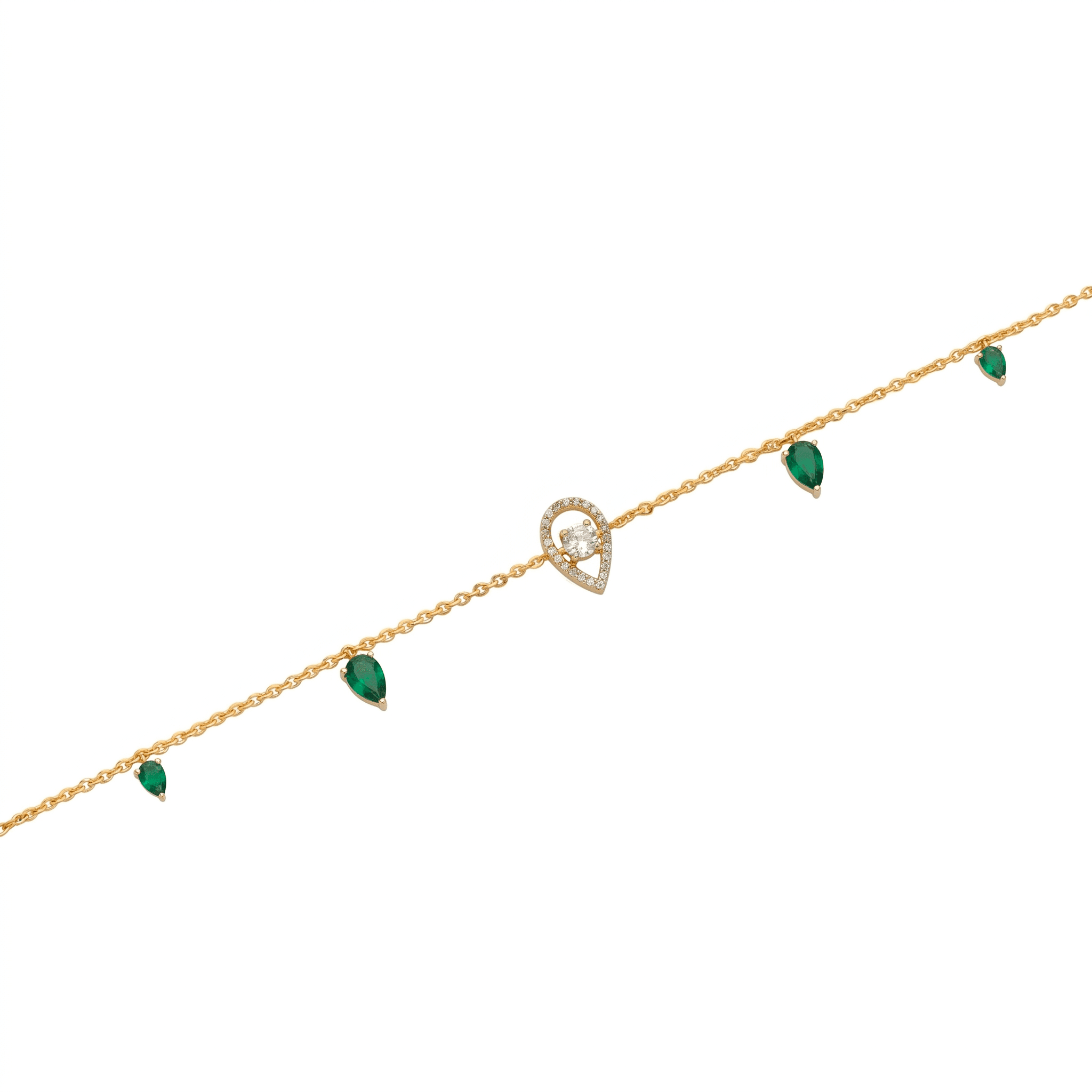 Dainty Emerald Teardrop Anklet. ,