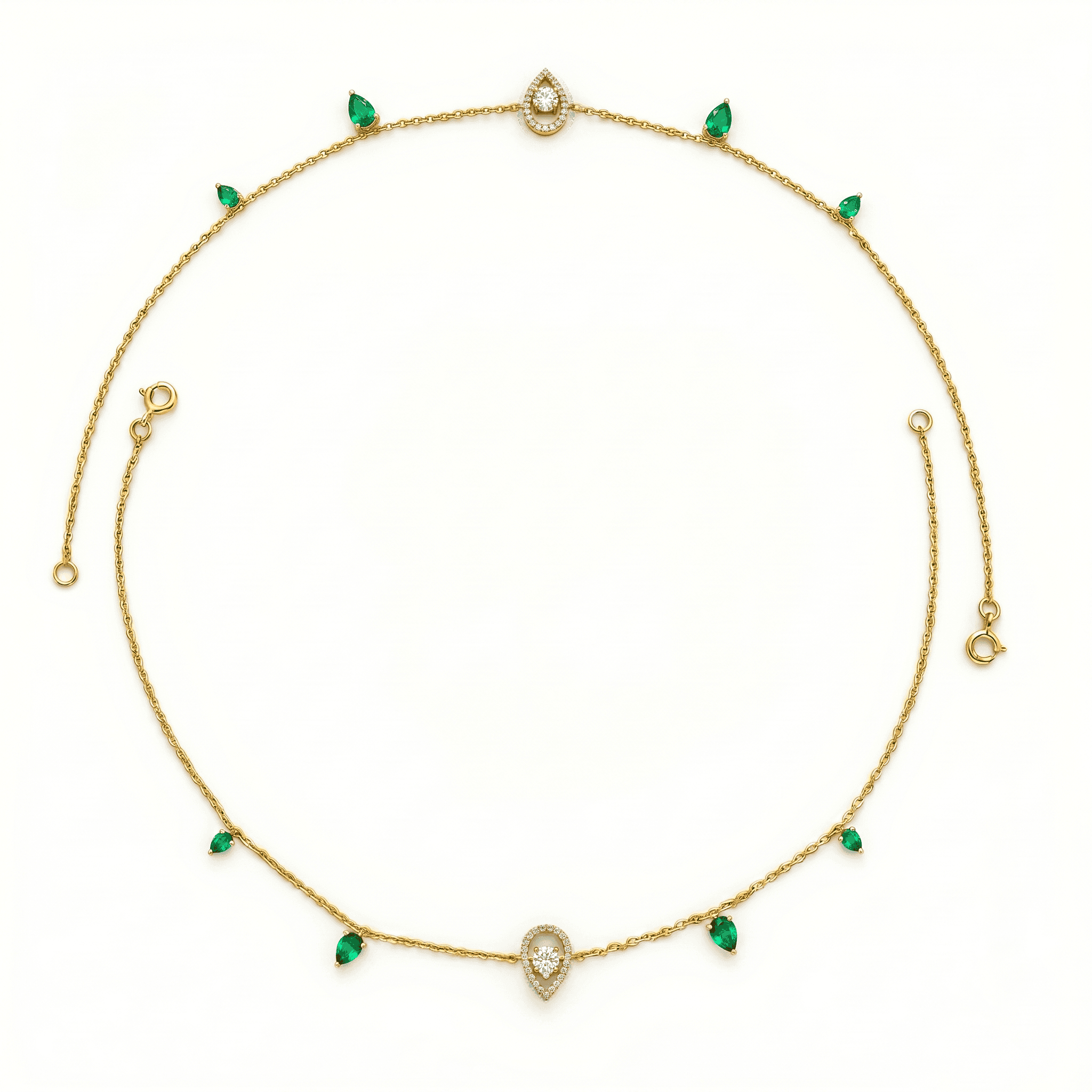 Dainty Emerald Teardrop Anklet. ,