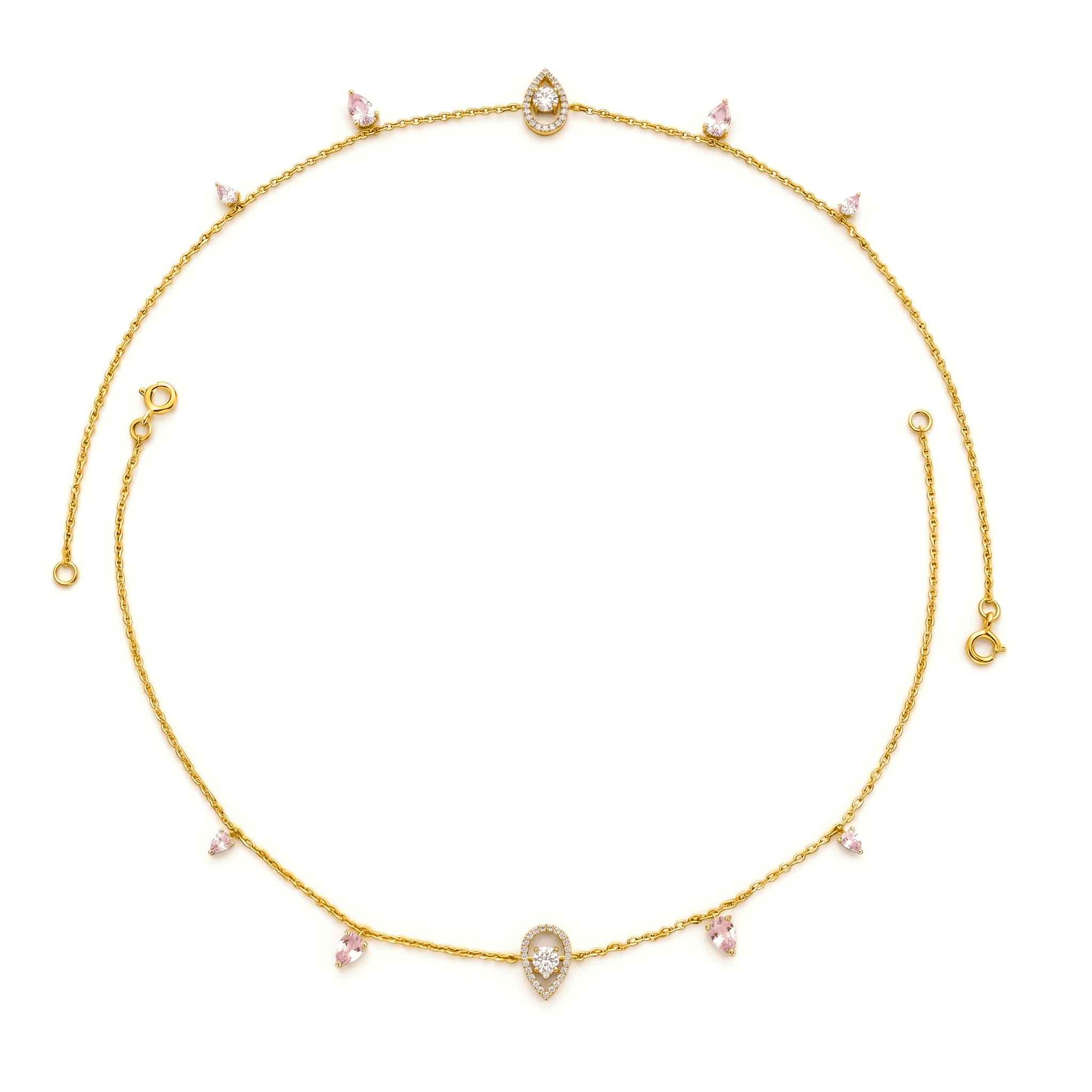 Dainty Pink Droplet Gold Anklet. ,