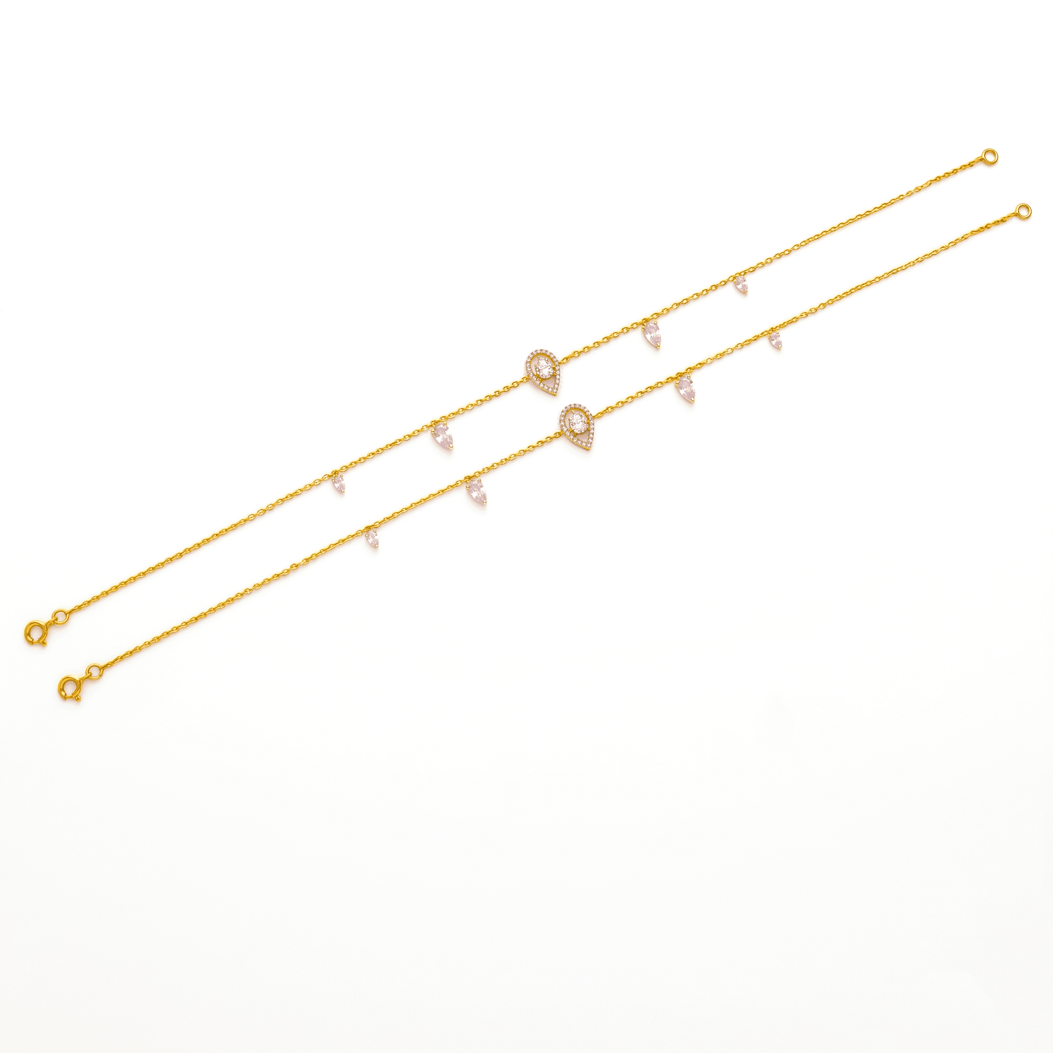 Dainty Pink Droplet Gold Anklet. ,