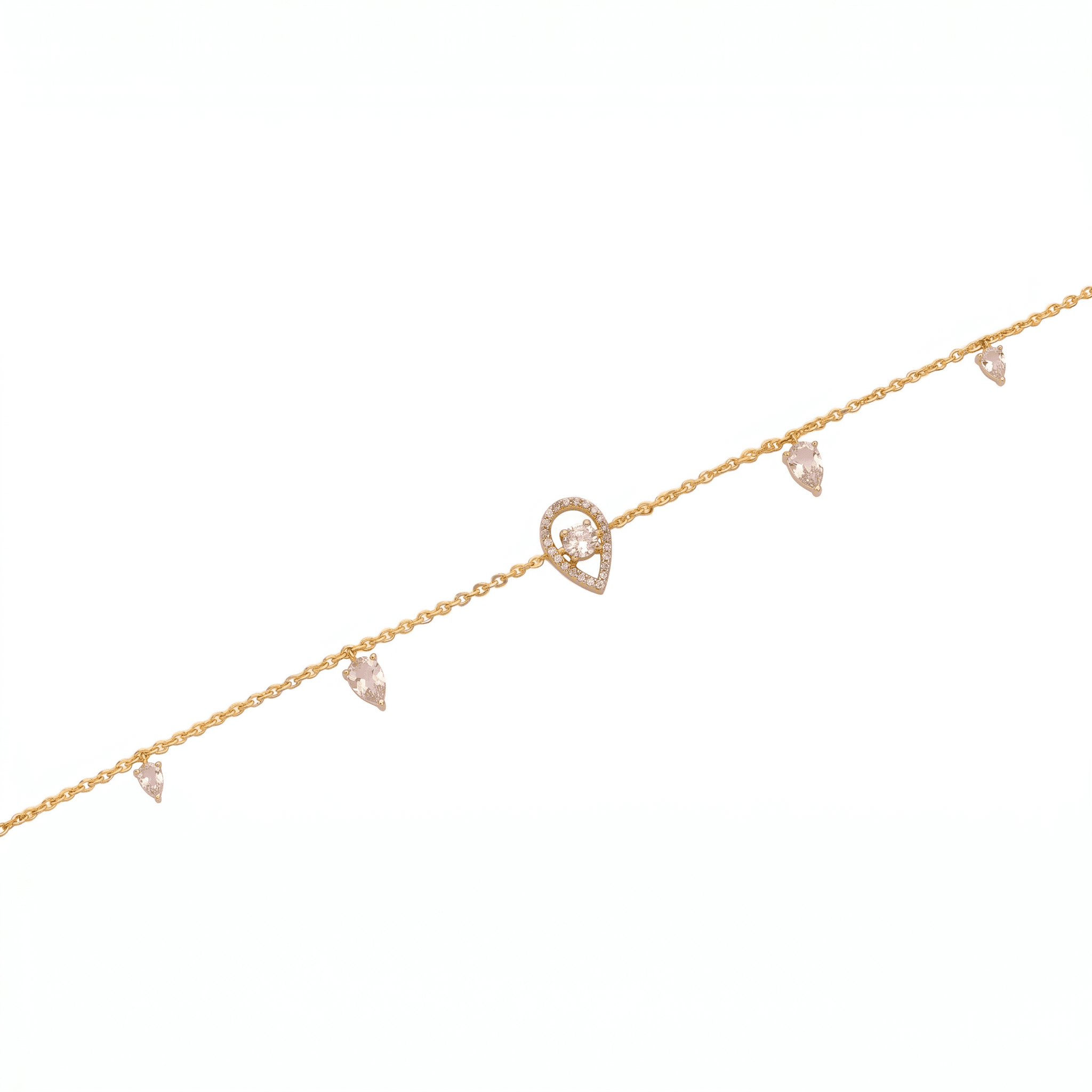 Dainty Pink Droplet Gold Anklet. ,