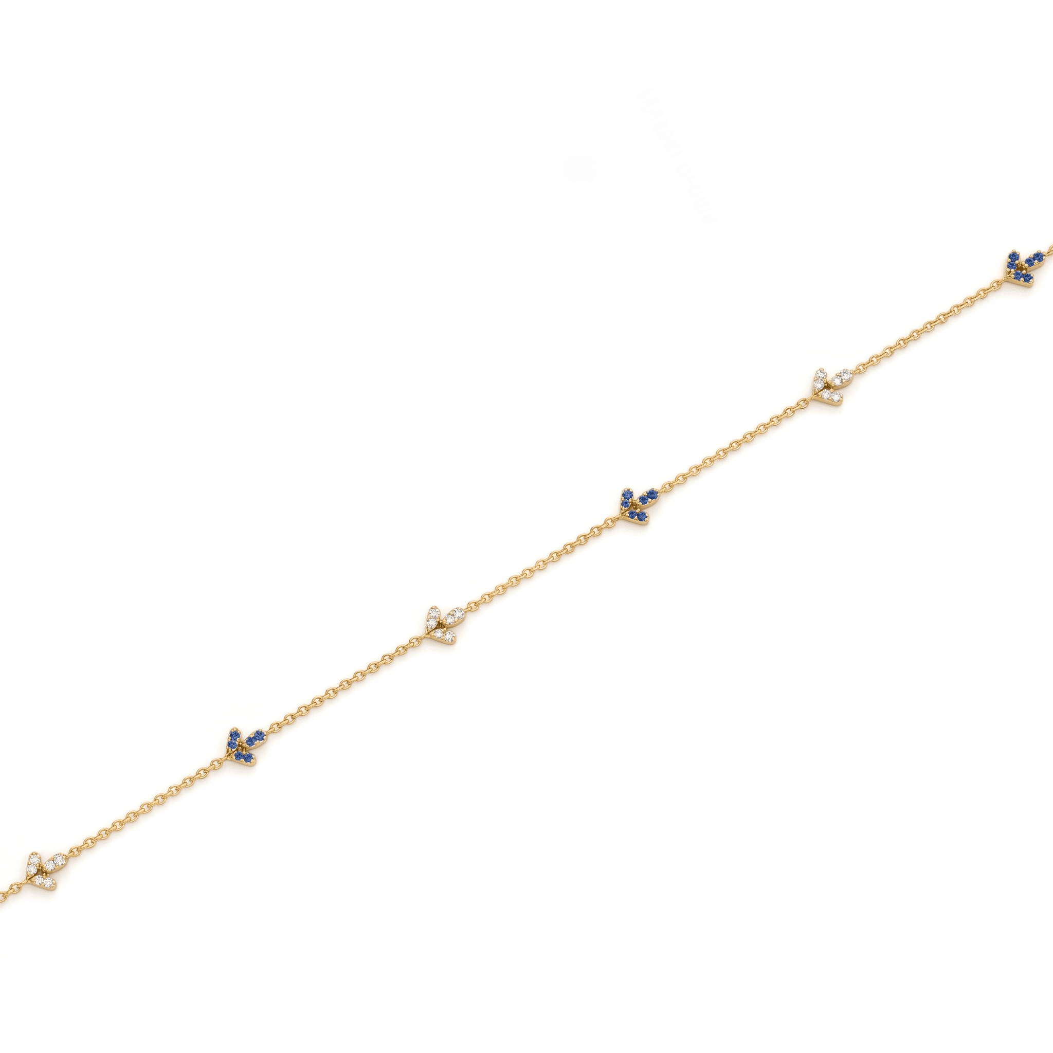 Blue and White Crystal Gold Vermeil Anklet. ,