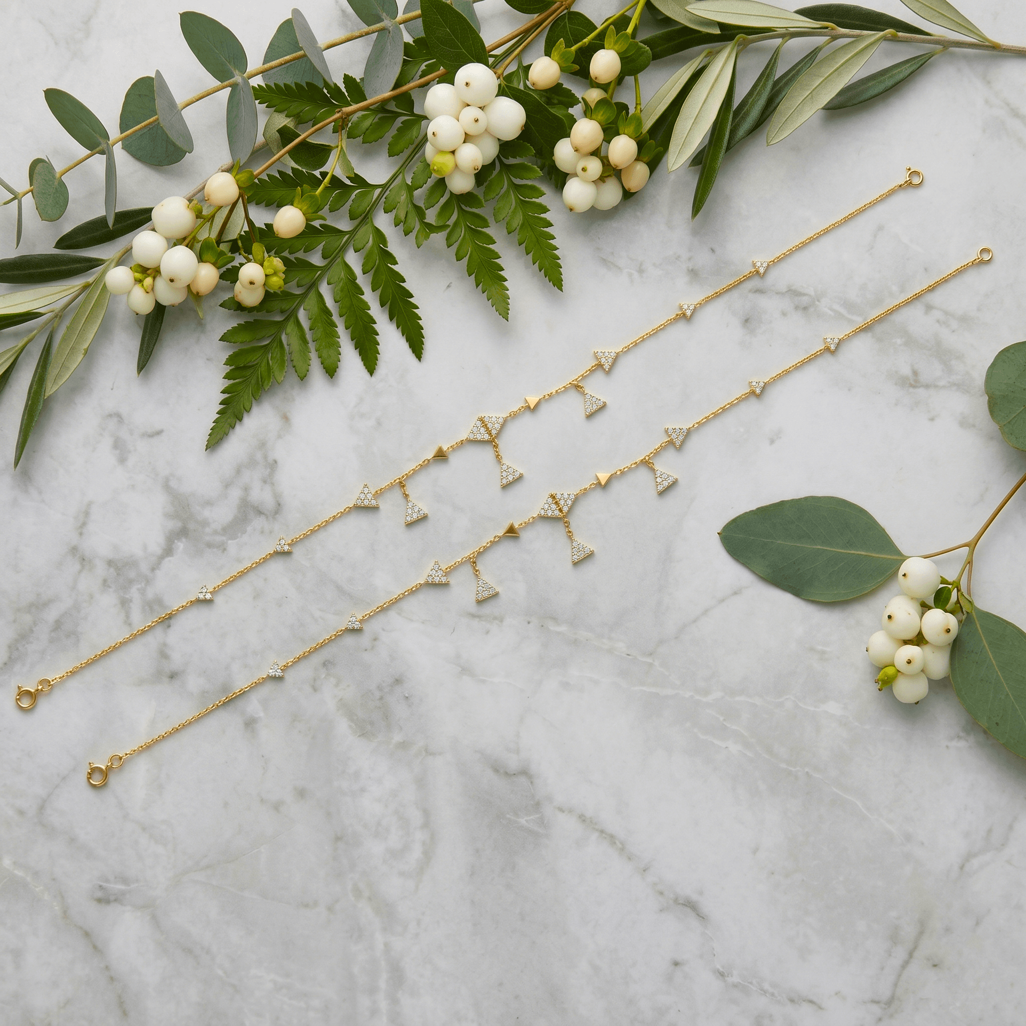 Geometric Charm Gold Vermeil Anklet. ,