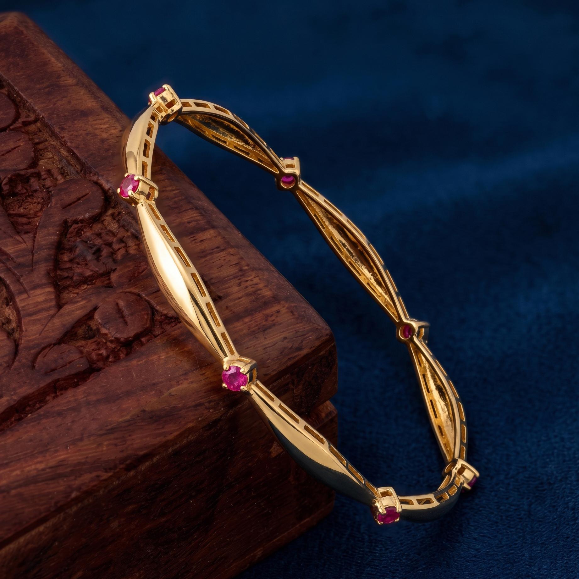 Dainty Ruby Station Bangle , 2.3