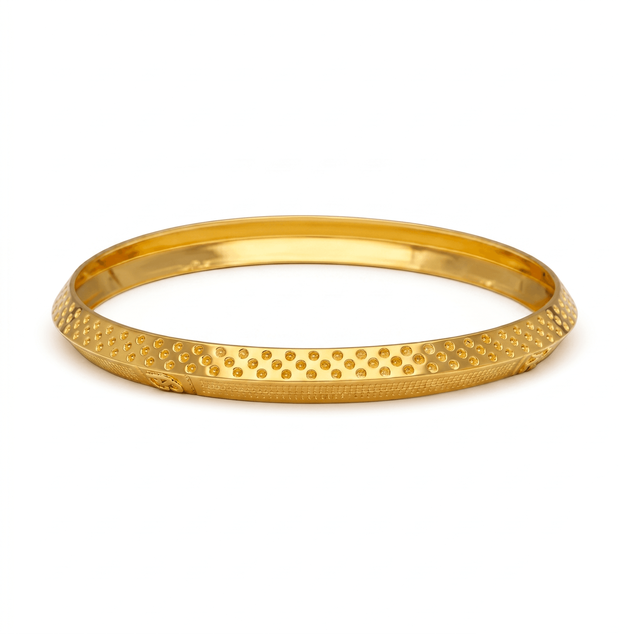 Dot-Textured Men's Gold Vermeil Bangle , 2.7