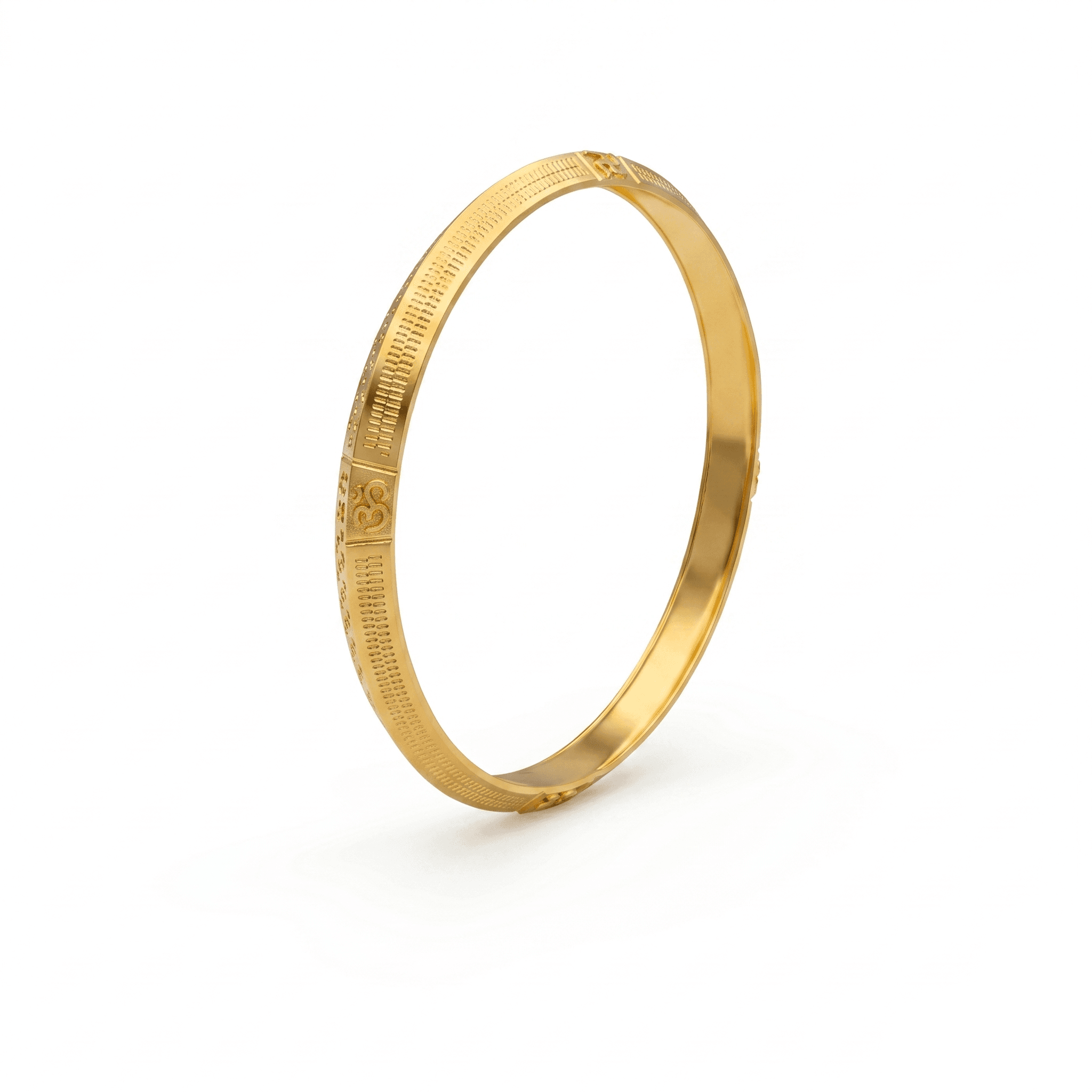 Dot-Textured Men's Gold Vermeil Bangle , 2.7