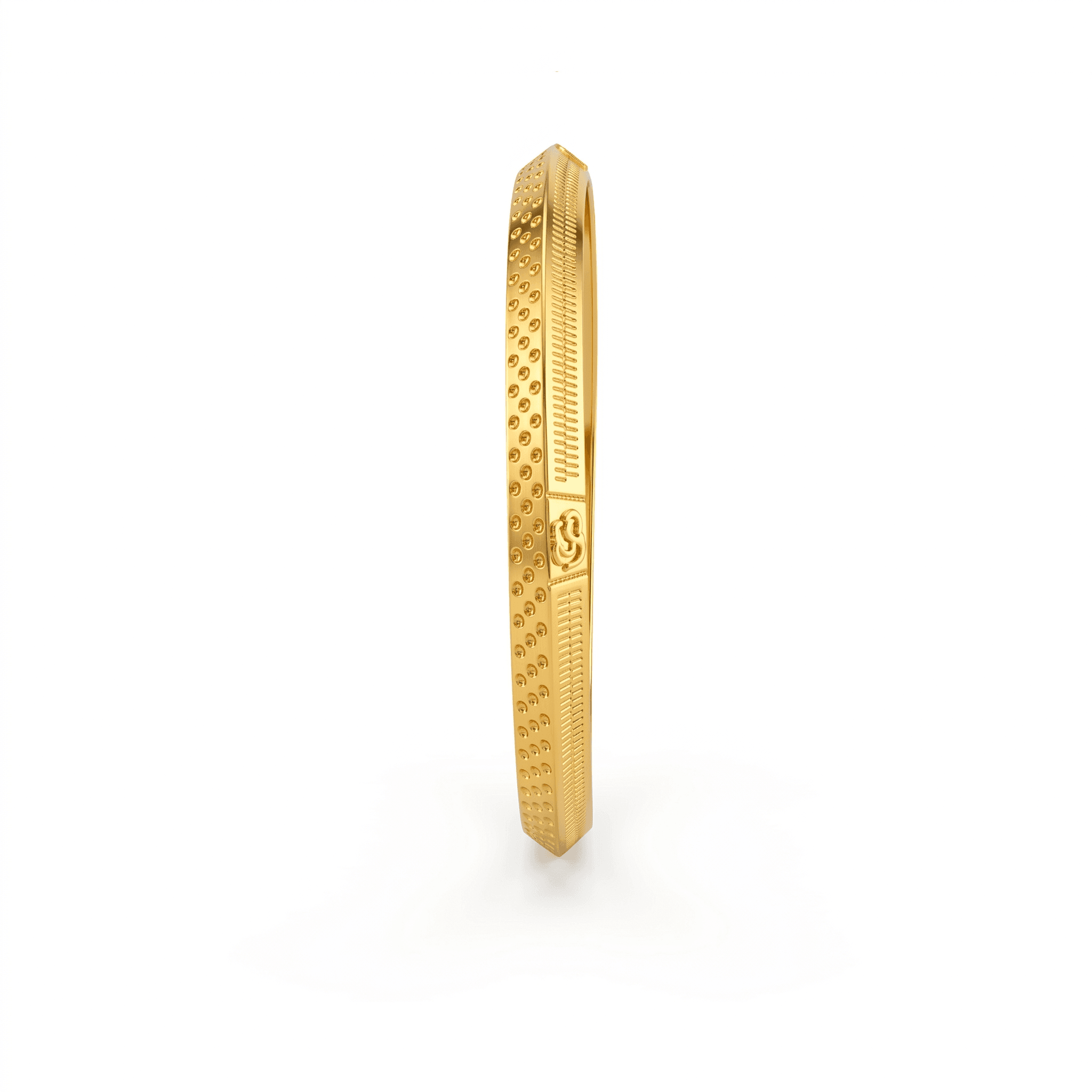 Dot-Textured Men's Gold Vermeil Bangle , 2.7