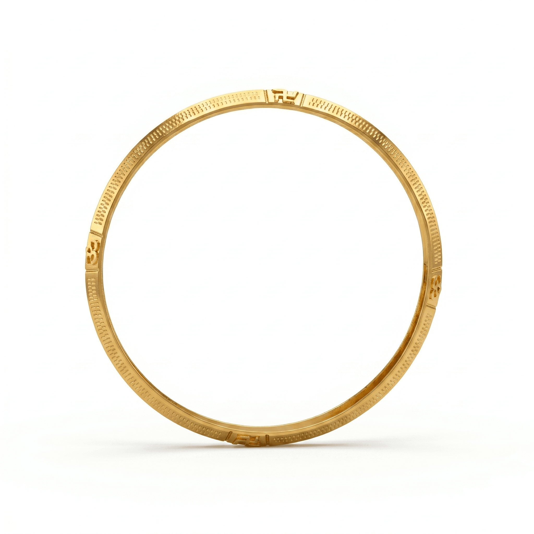 Dot-Textured Men's Gold Vermeil Bangle , 2.7