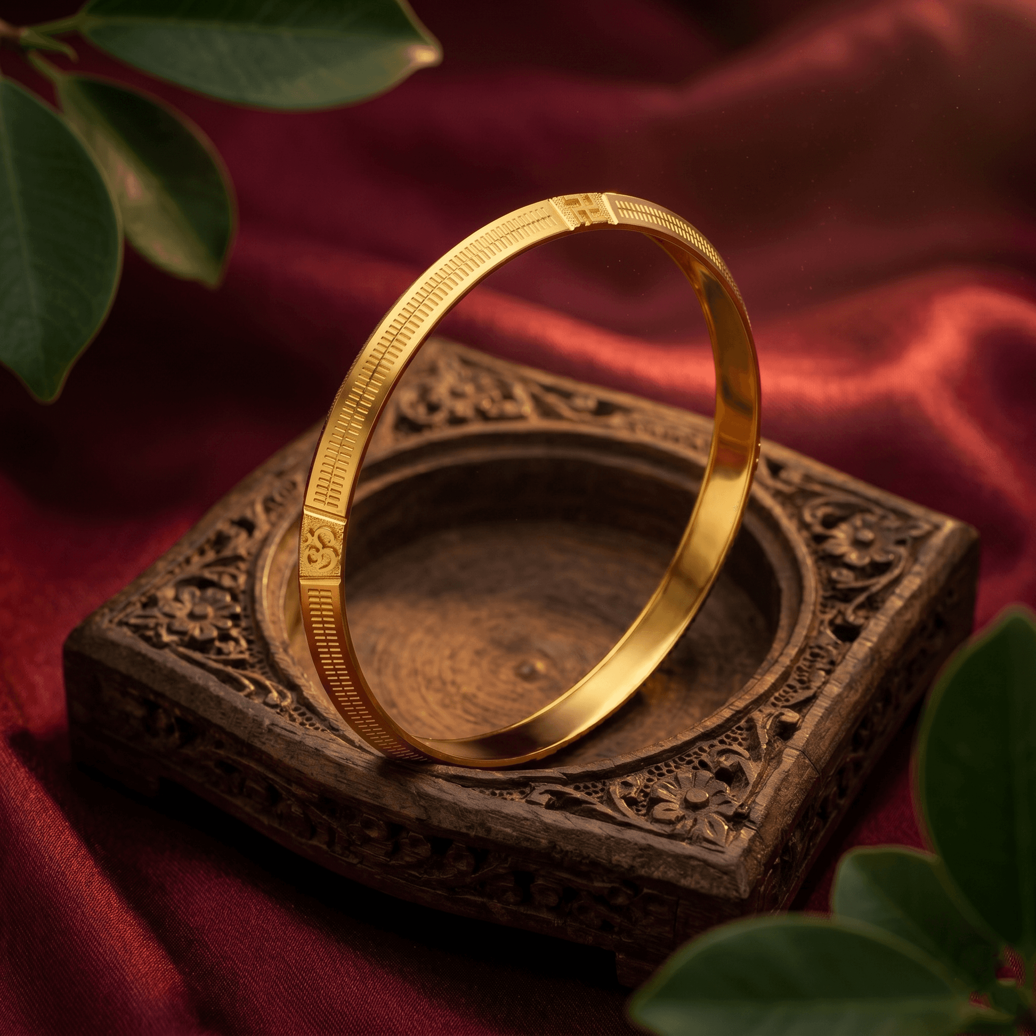 Dot-Textured Men's Gold Vermeil Bangle , 2.7