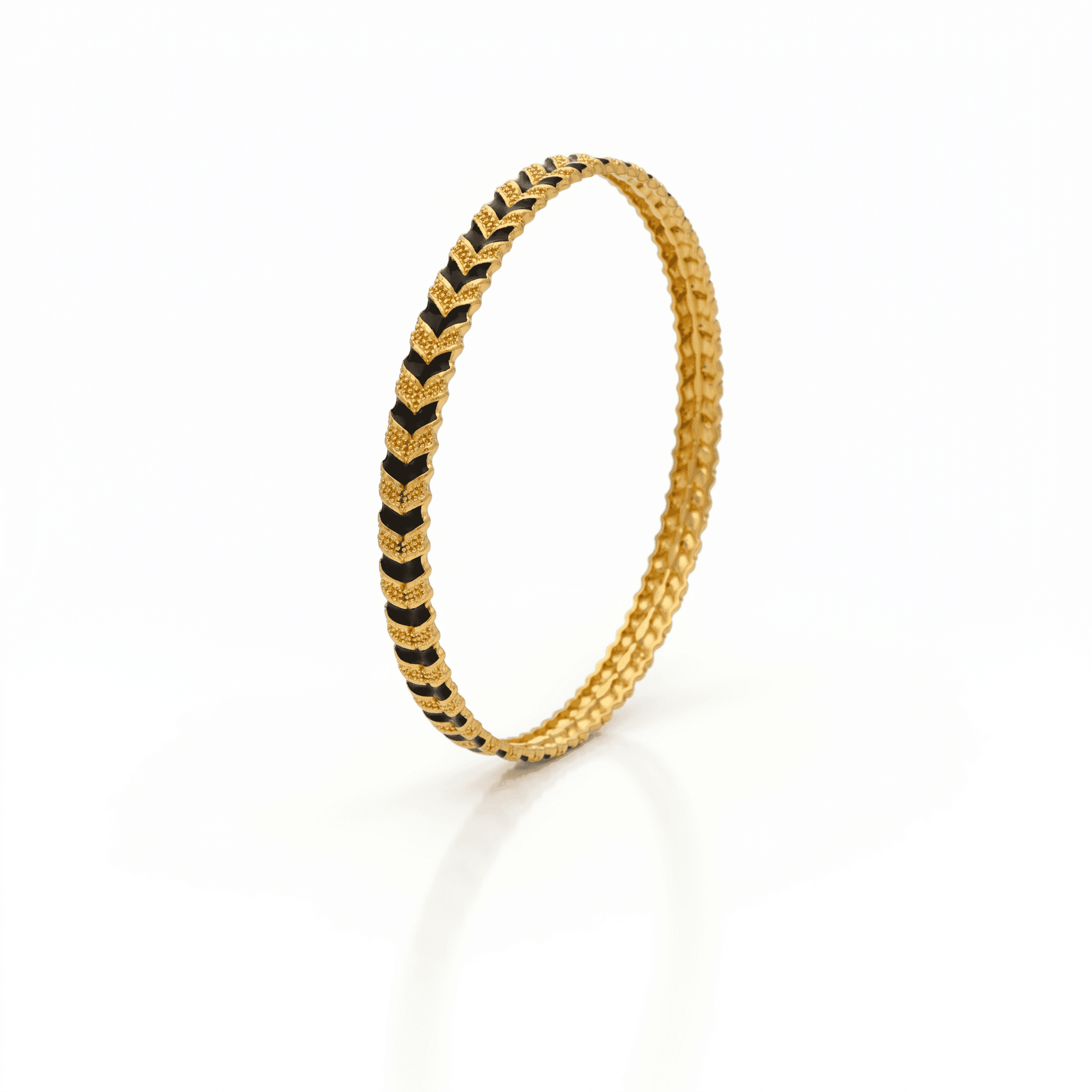 Black Chevron Enamel Bangle , 2.3