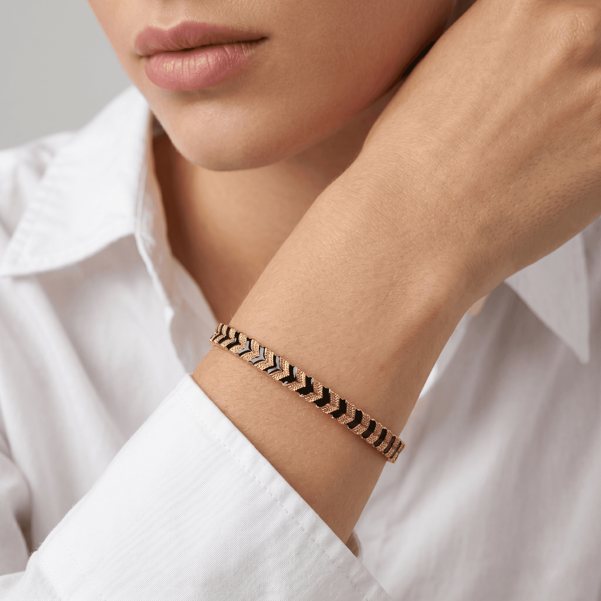 Black Chevron Enamel Bangle , 2.3