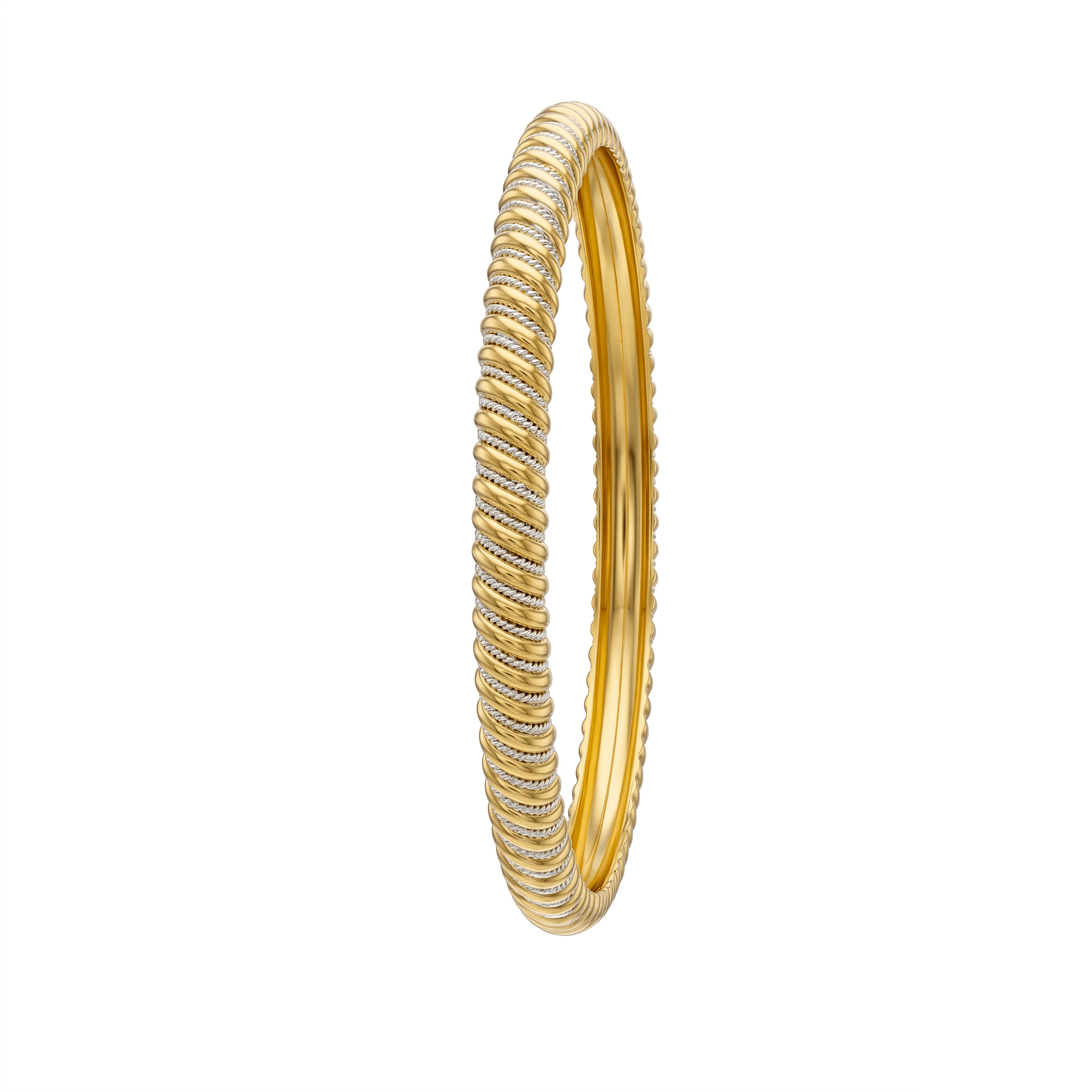 Dual-Tone Twisted Rope Bangle , 2.3