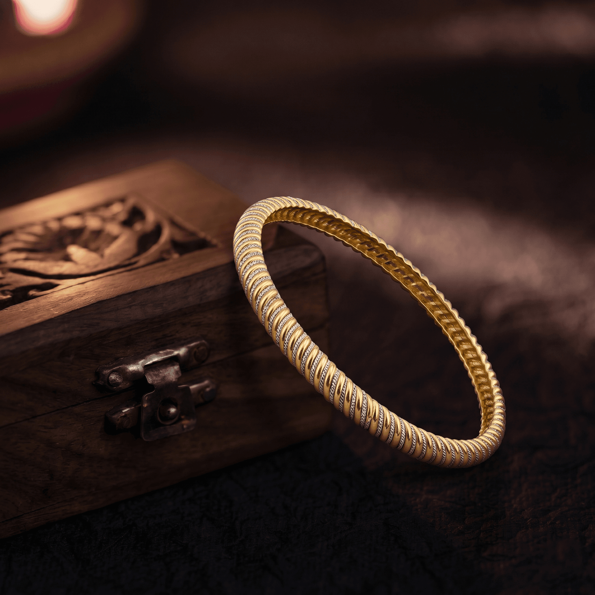 Dual-Tone Twisted Rope Bangle , 2.3