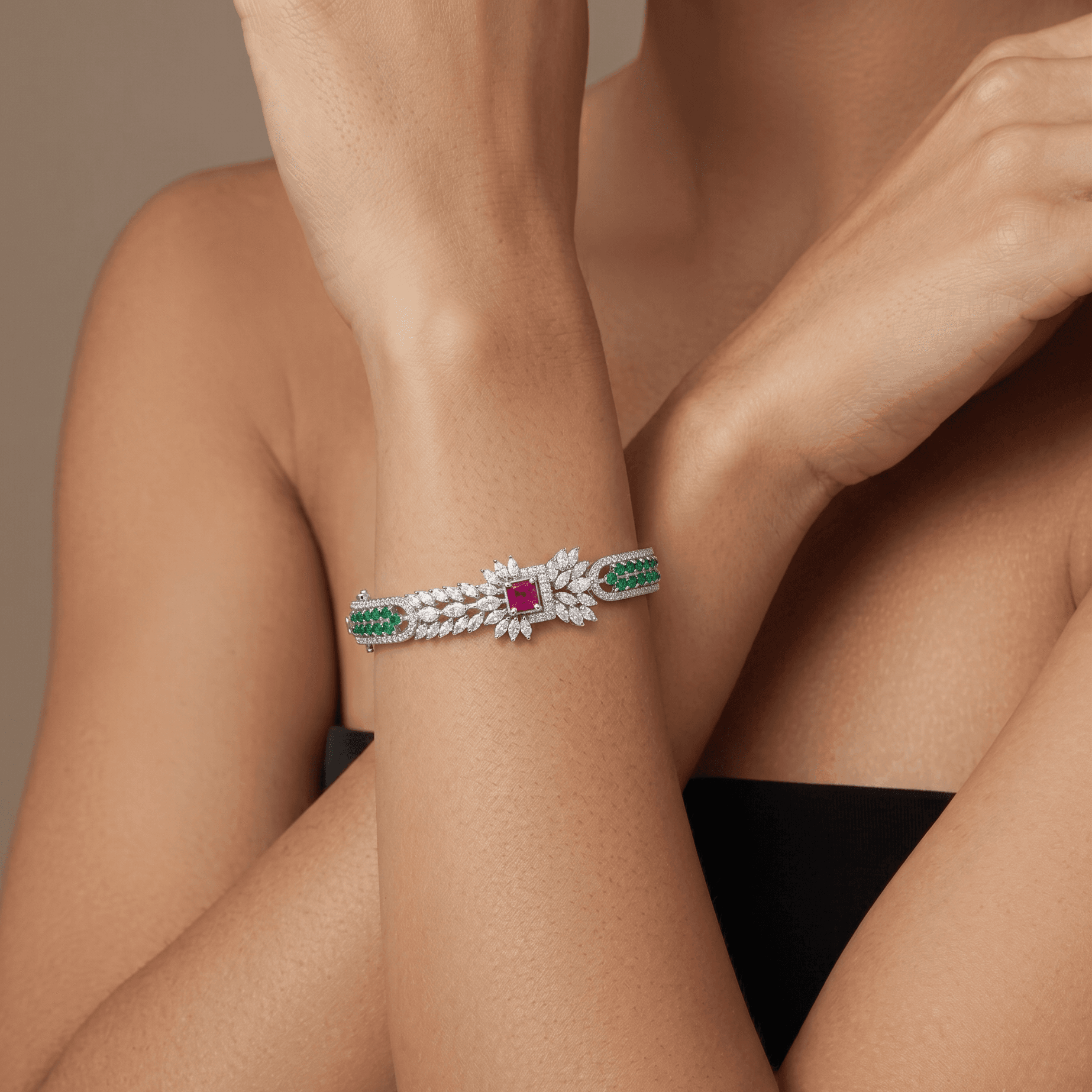 Royal Ruby Floral Bangle , 2.3