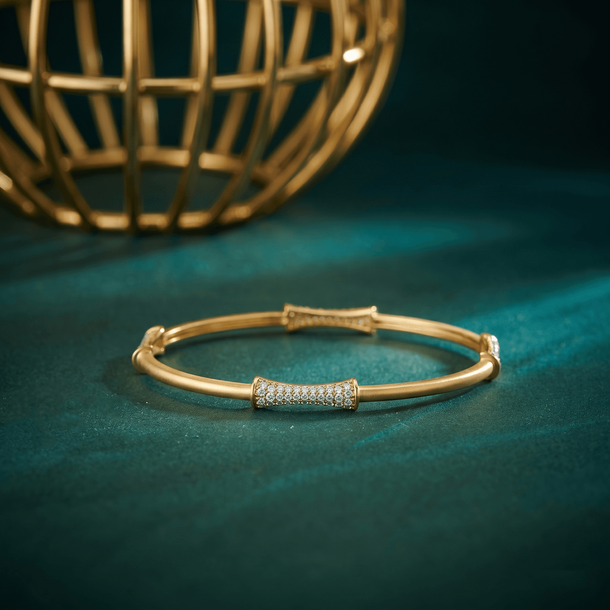 Curved Pave Station Bangle , 2.3