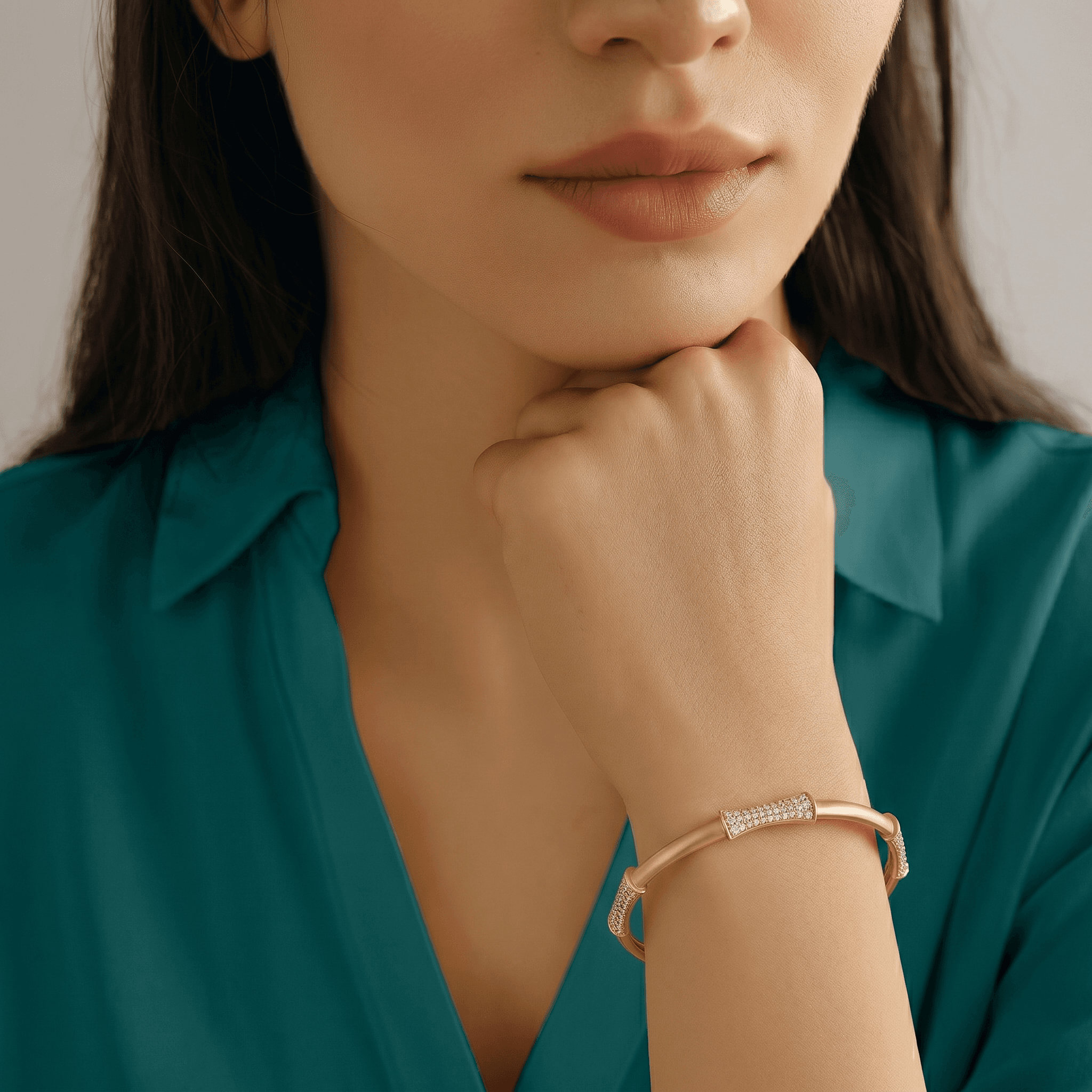 Curved Pave Station Bangle , 2.3