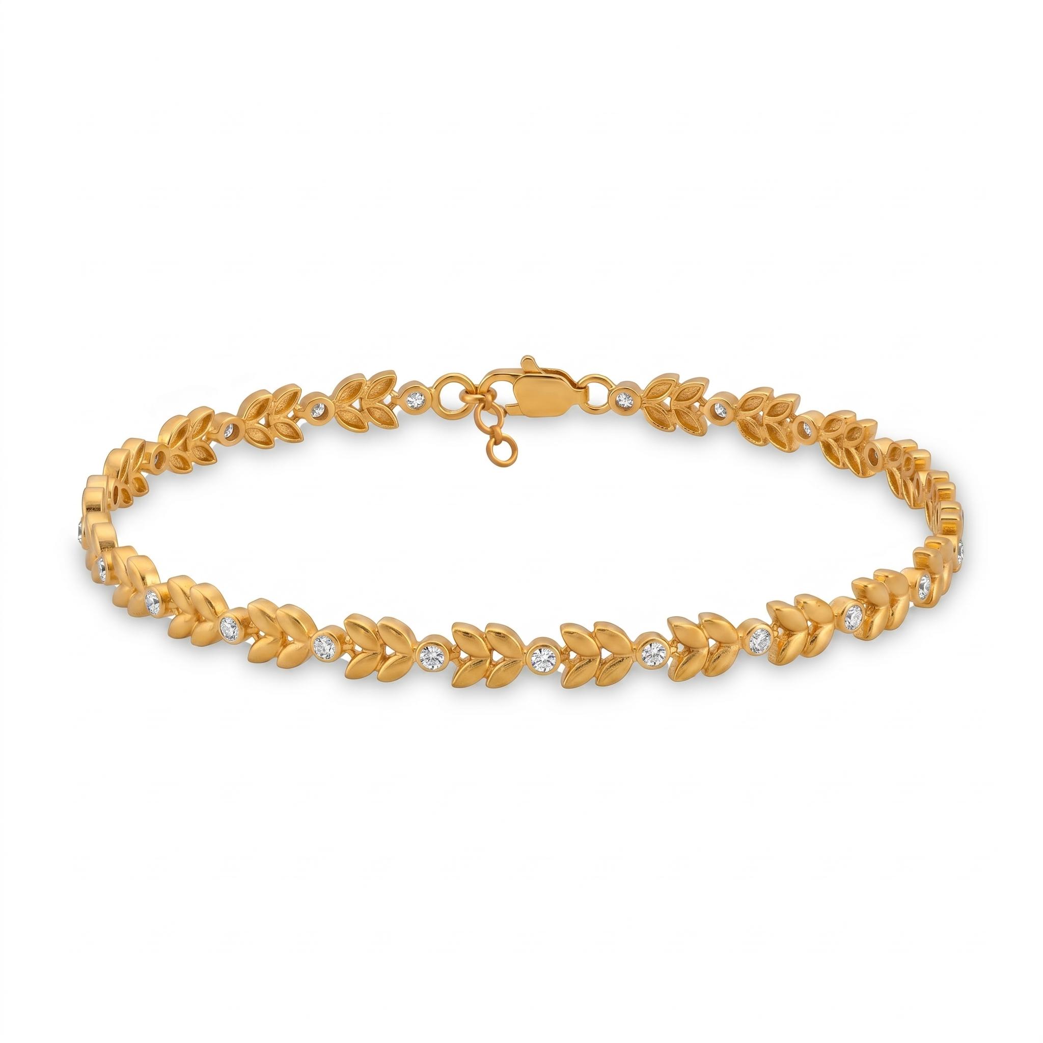 Golden Leaf Tennis Bracelet ,