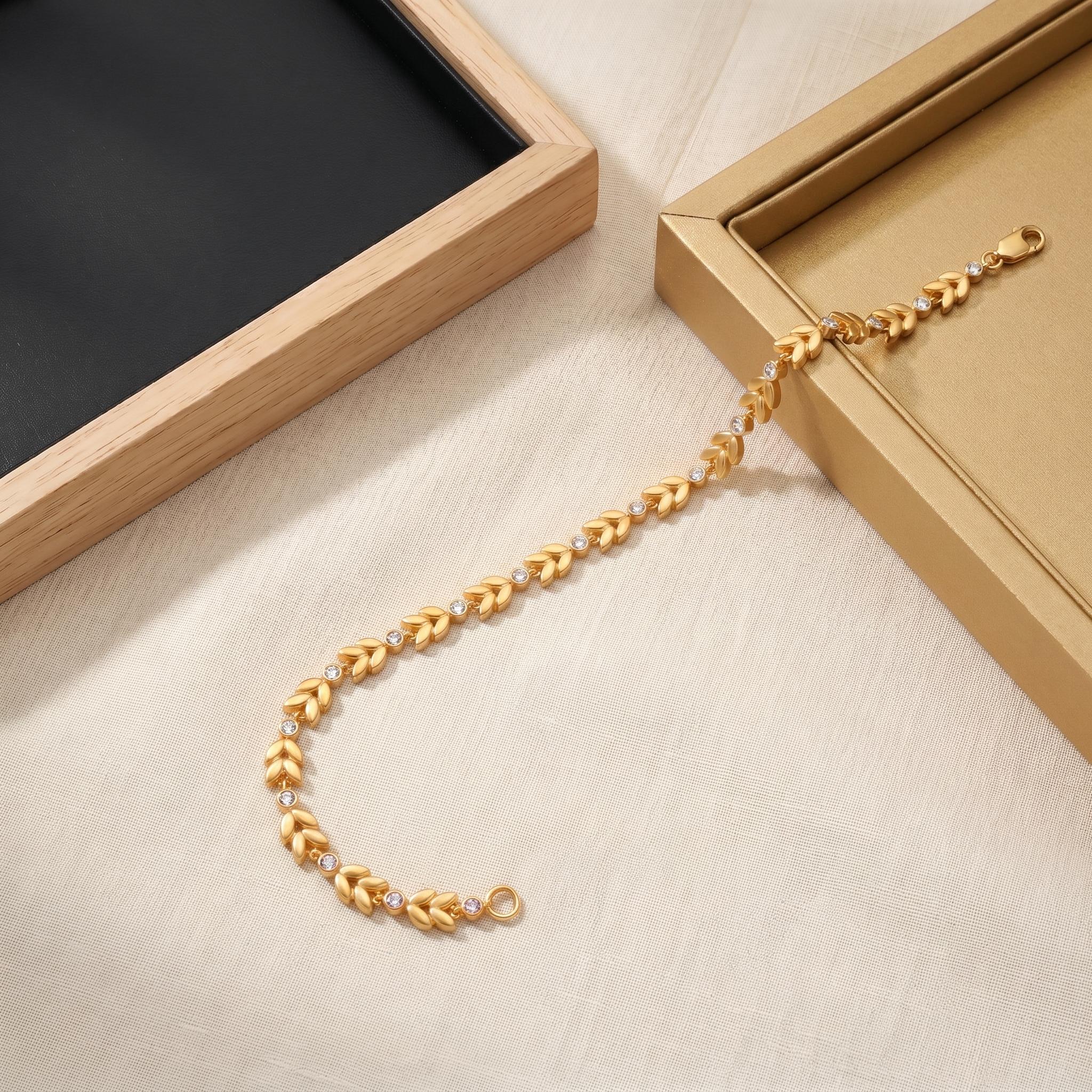 Golden Leaf Tennis Bracelet ,