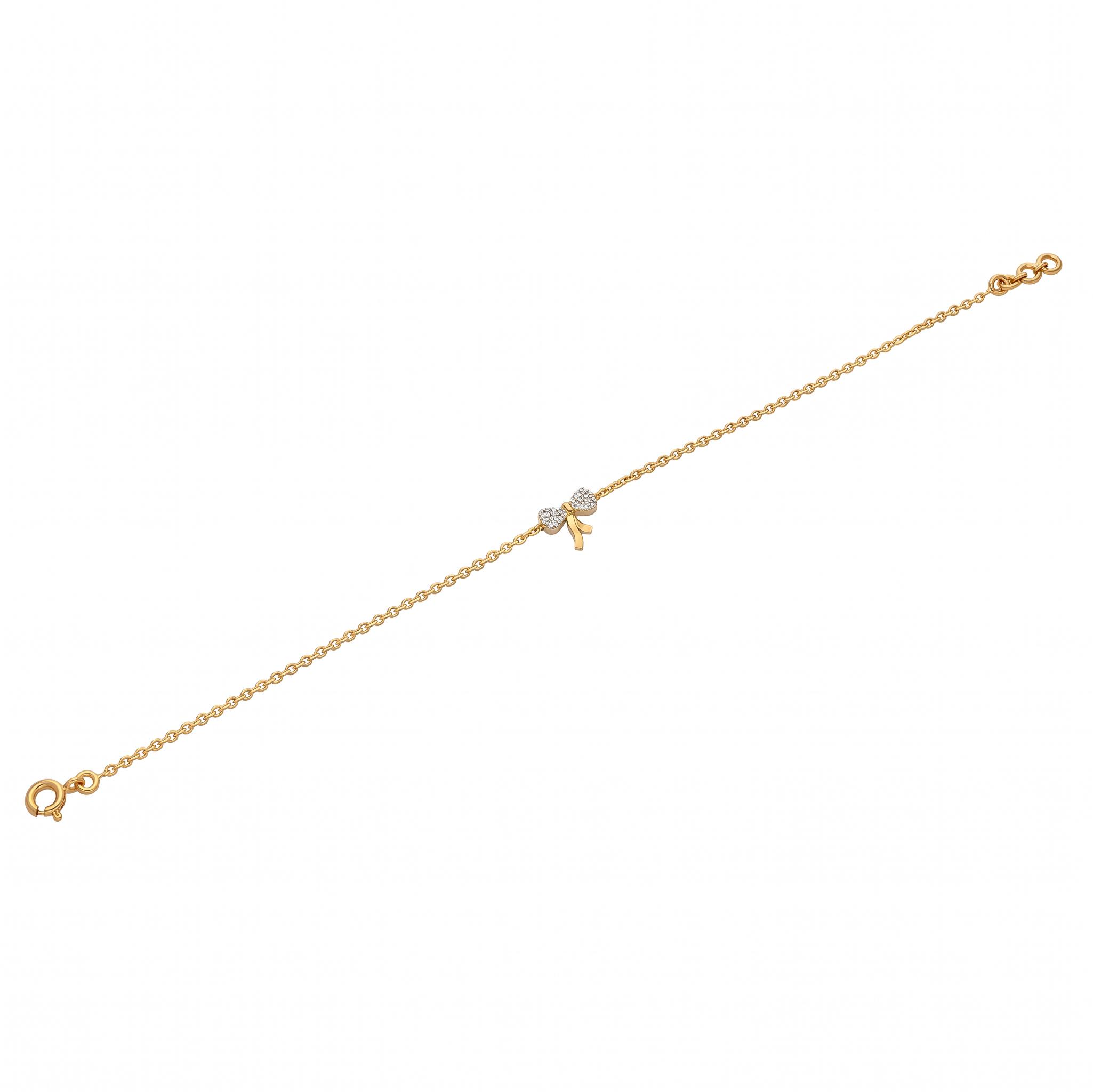 Pave Diamond Bow Charm Bracelet ,